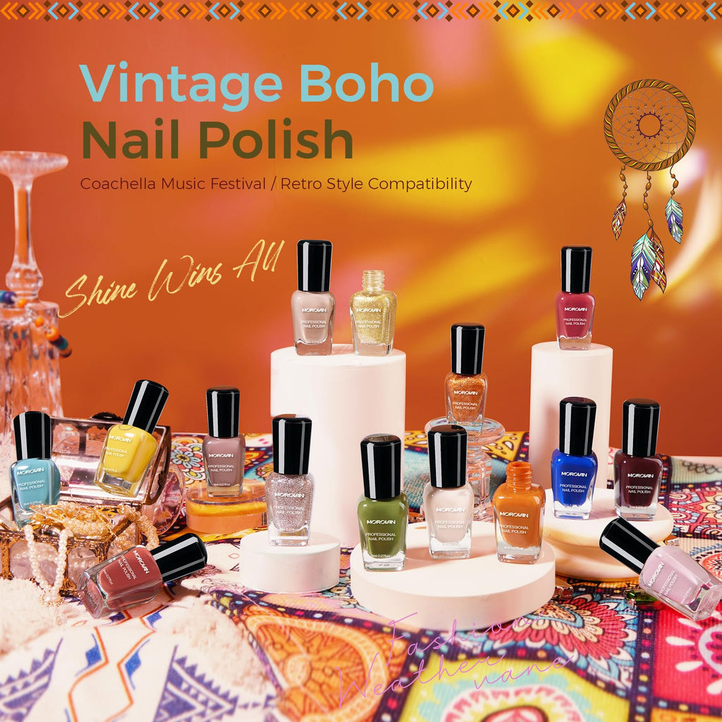 Morovan 15 Bright Color 0.27oz Air Quick Dry Long Lasting Nail Polish Gift Set for Women