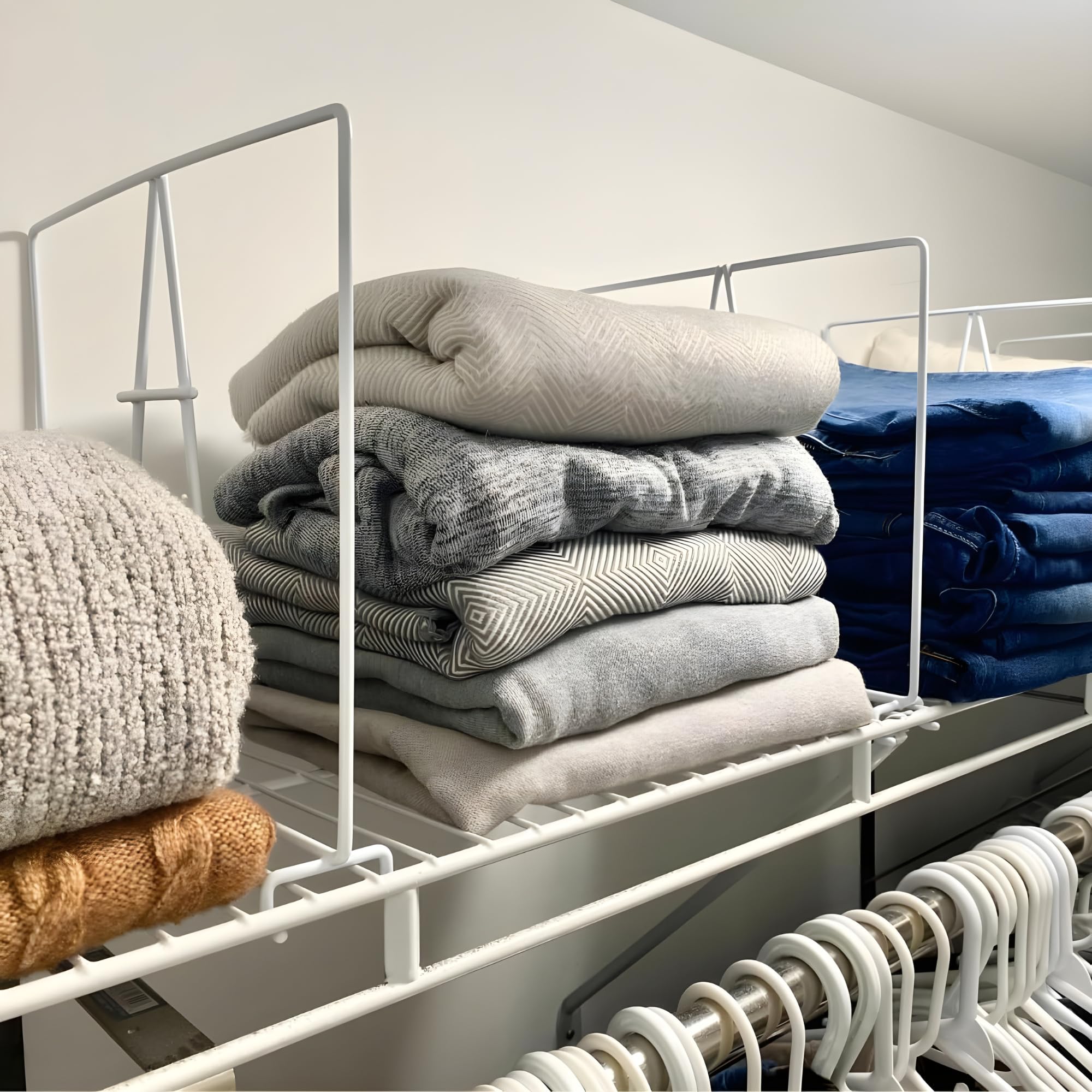 Evelots Wire Shelf Dividers - Extra Closet Organization and Storage for Home or Office -4 Pack- New Removable Hooks - Tall Shelf Separators - Easy to Clip -No Tool- Sturdy Coated Steel - 12 Inch Tall