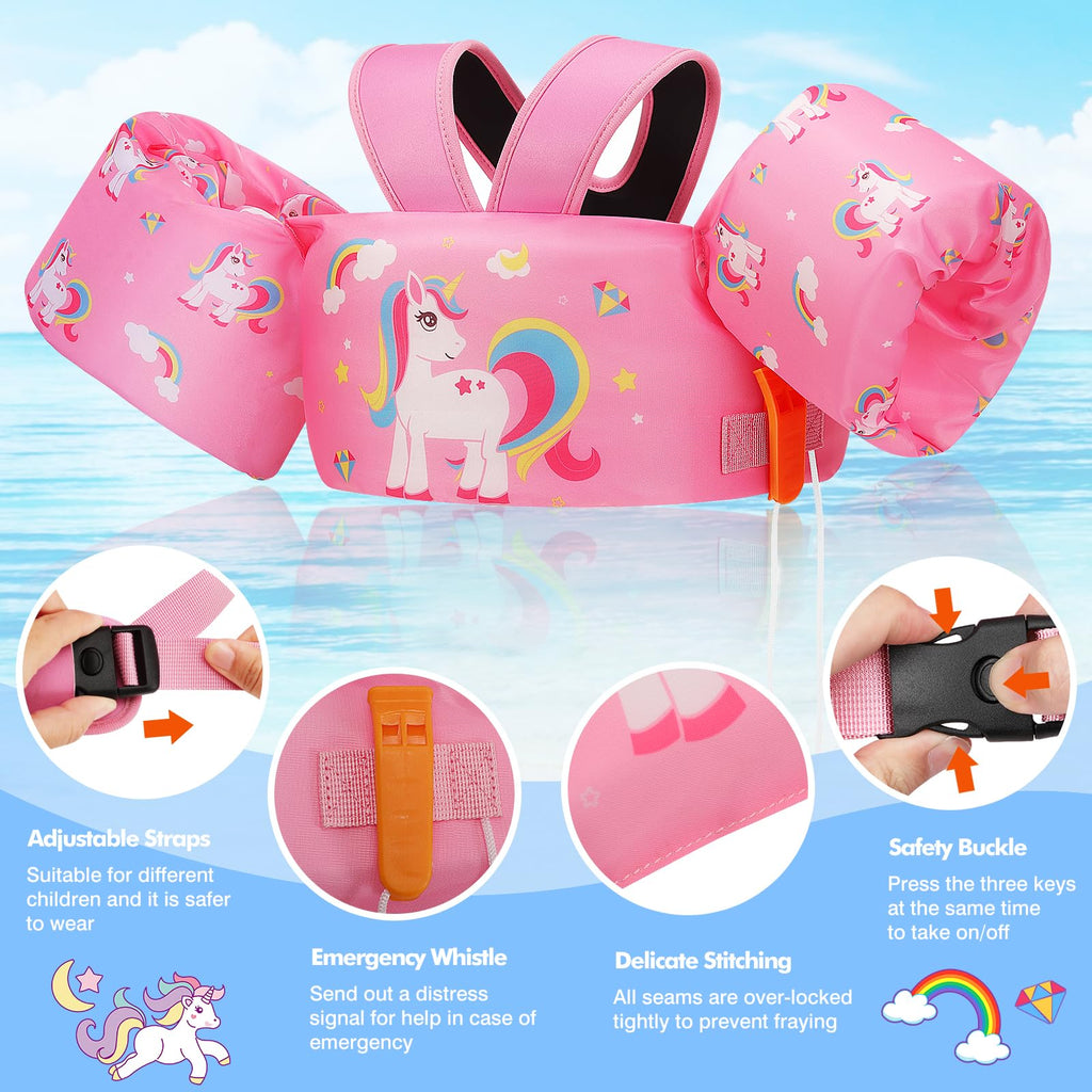 Moko Swim Arm Band for Kids 20-30-50 lbs, Cute Cartoon Toddler Swim Vest, Swimming Water Wings Pool Floaties Sleeve for Children Learn to Swim
