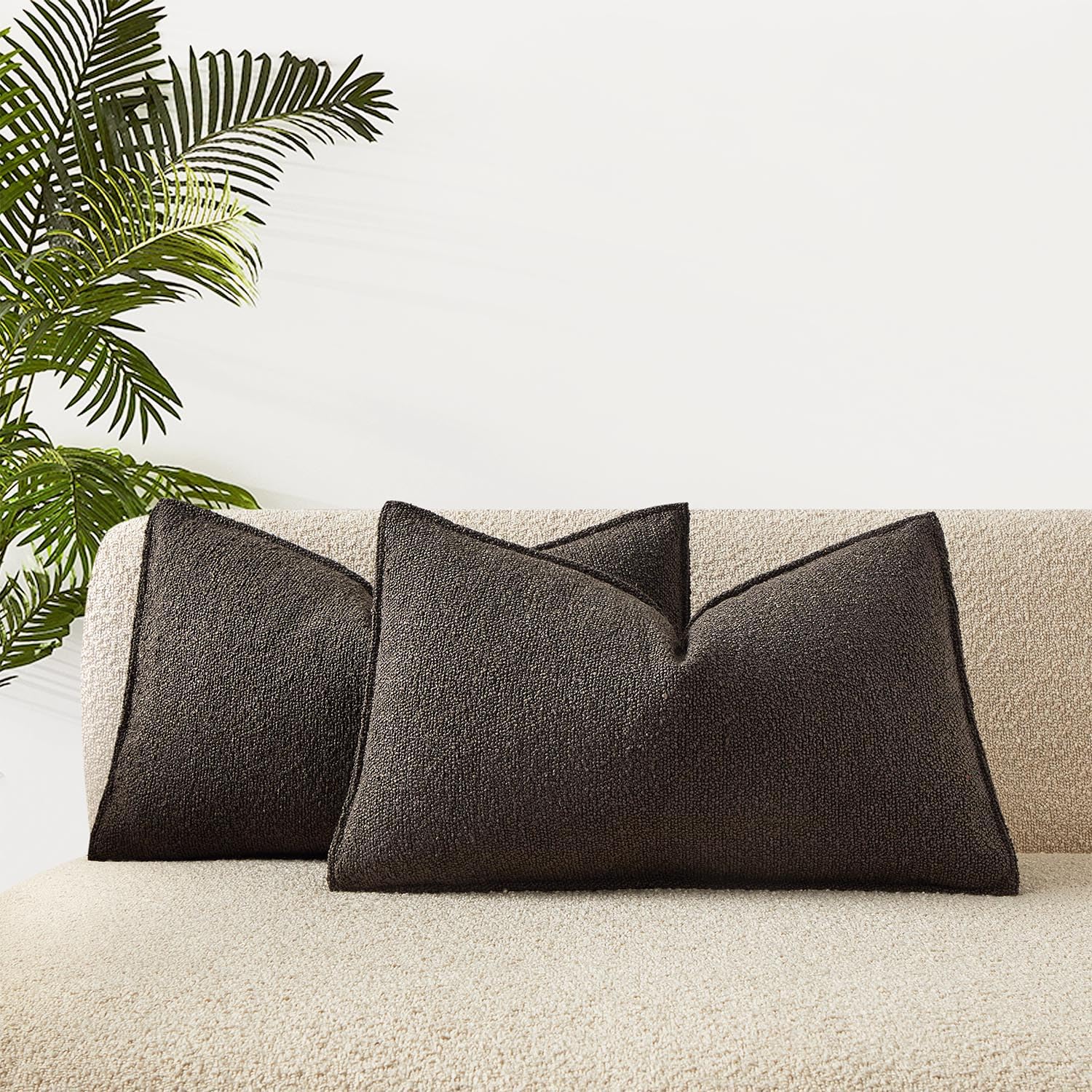 JUSPURBET Pillow Covers Set of 2 Decorative Throw Pillow Covers Case for Couch Sofa Bed Soft Boucle Textured Cushion Covers with Hidden Zipper for Home Decor Living Room 16x16,Beige