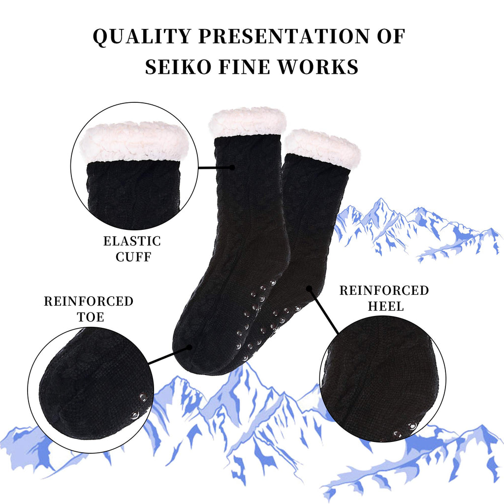 SDBING Women's Winter Super Soft Warm Cozy Fleece Lined Fuzzy Slipper Socks with Grippers