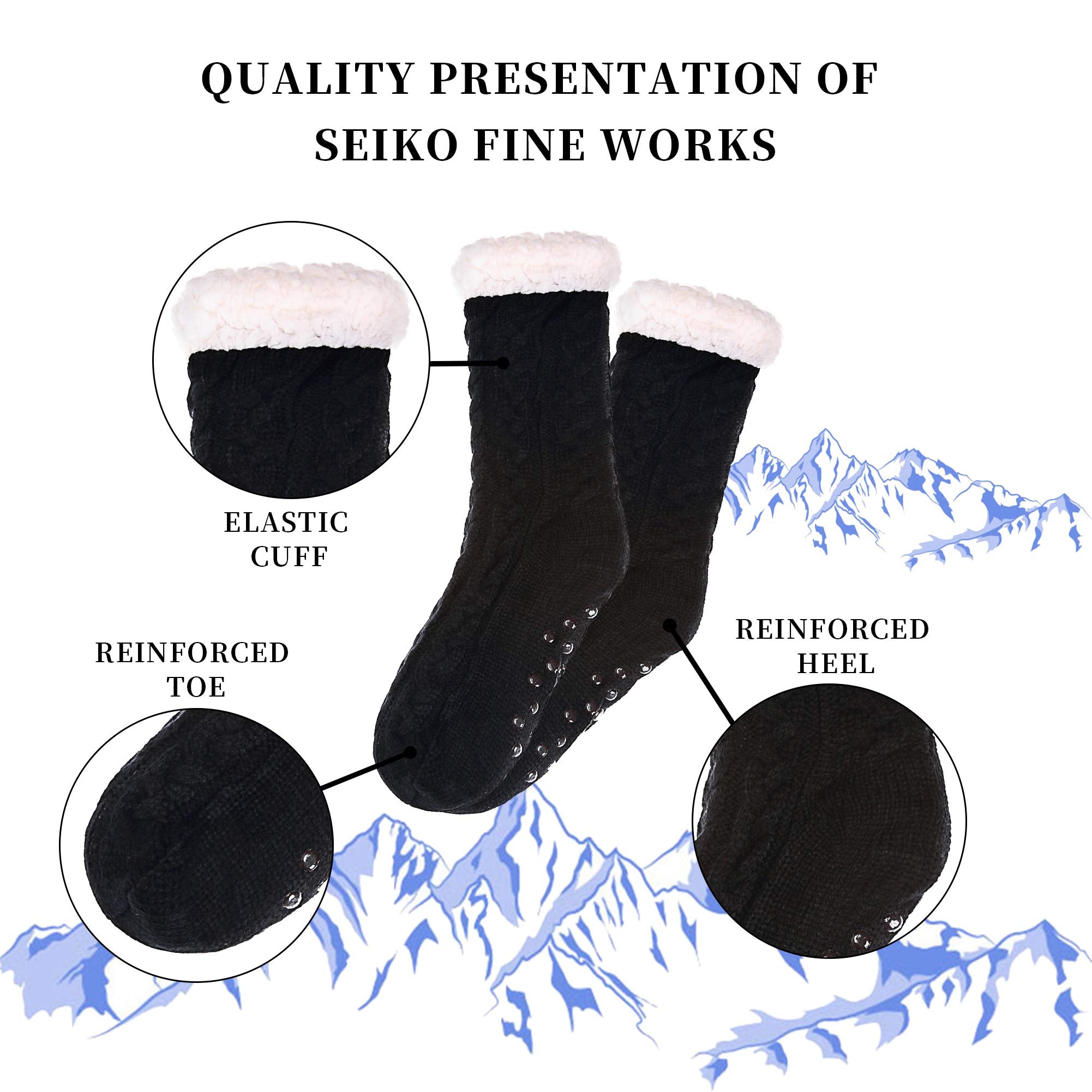 SDBING Women's Winter Super Soft Warm Cozy Fleece Lined Fuzzy Slipper Socks with Grippers