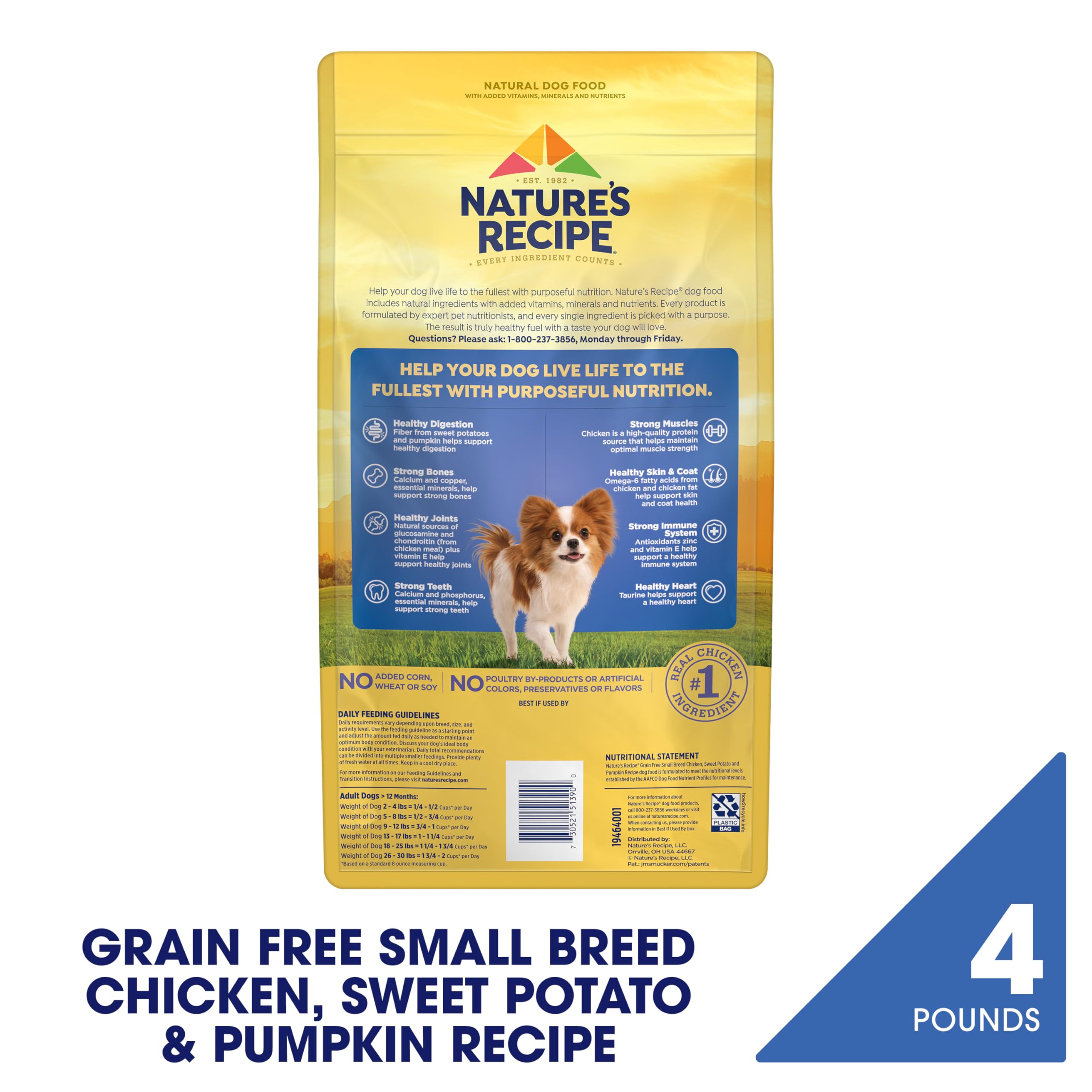 Nature's Recipe Grain Free Small Breed Dry Dog Food, Chicken, Sweet Potato & Pumpkin Recipe, 4 lb. Bag