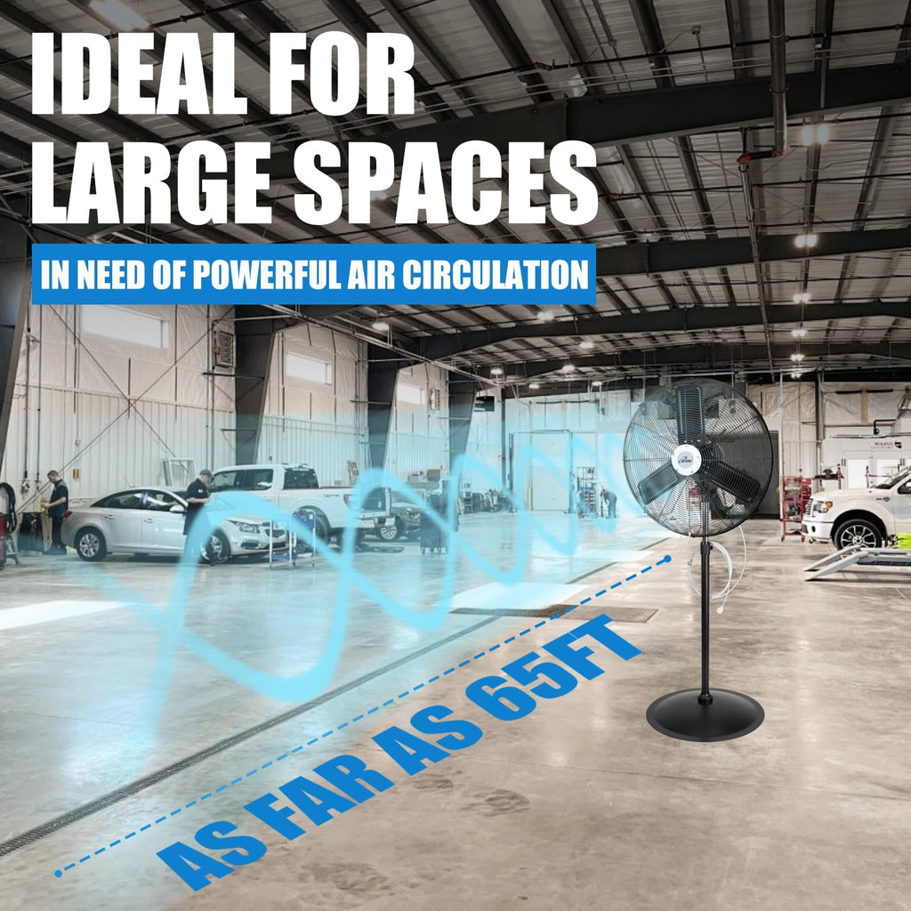 iLiving ILG8P30-72 Commercial Pedestal Floor Fan, 30-Inch, Industrial Heavy Duty Floor Standing Fan with 7261 CFM, Perfect for Home, Shop, Bedroom, Gym, Garage, Black
