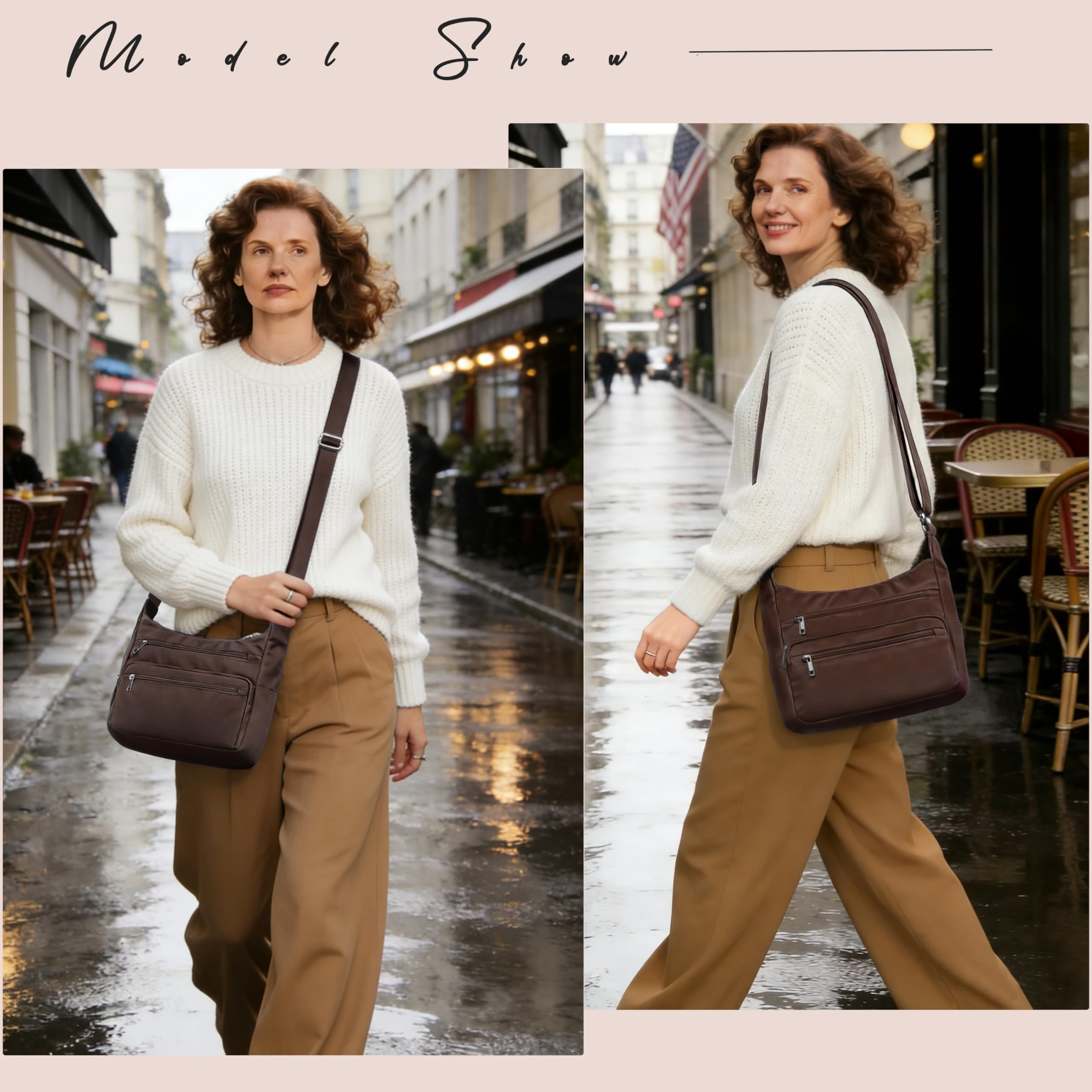VOLGANIK ROCK RFID Purses for Women Fabric Nylon Multi Pocket Crossbody Bag Ladies Travel Handbag