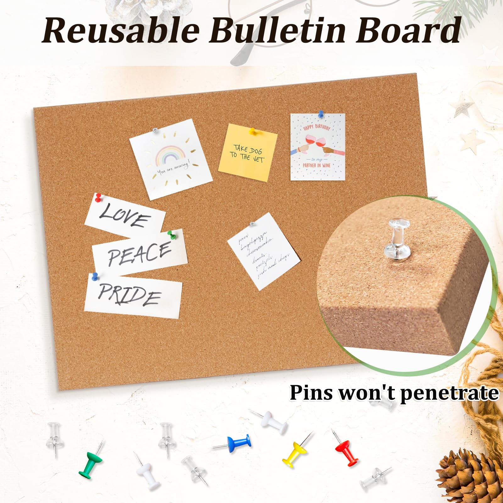 DOLLAR BOSS Black Cork Board with Linen Double-Sided 16''X 12'', Black Cork Boards for Walls, Wood Frame Bulletin Board Hanging Pin Board, Cork Board for Office Home School 1-Pack