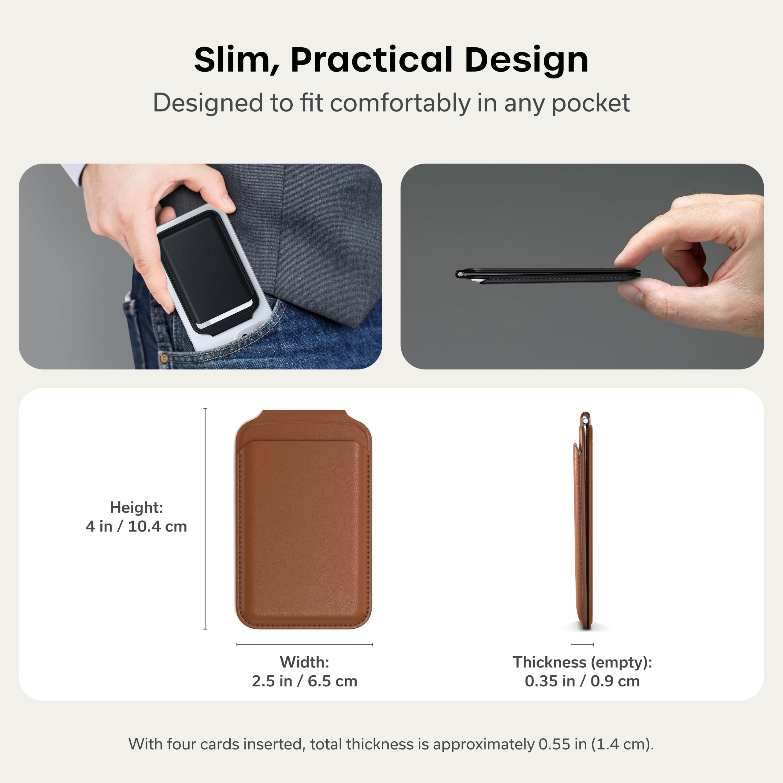 Satechi Magnetic Magsafe Wallet, Double Flap Stand Card Holder, 4 Slots with Front NFC Pass-Through, Adjustable Phone Attachment for iPhone 17/16/15/14/13/12, Travel Accessory