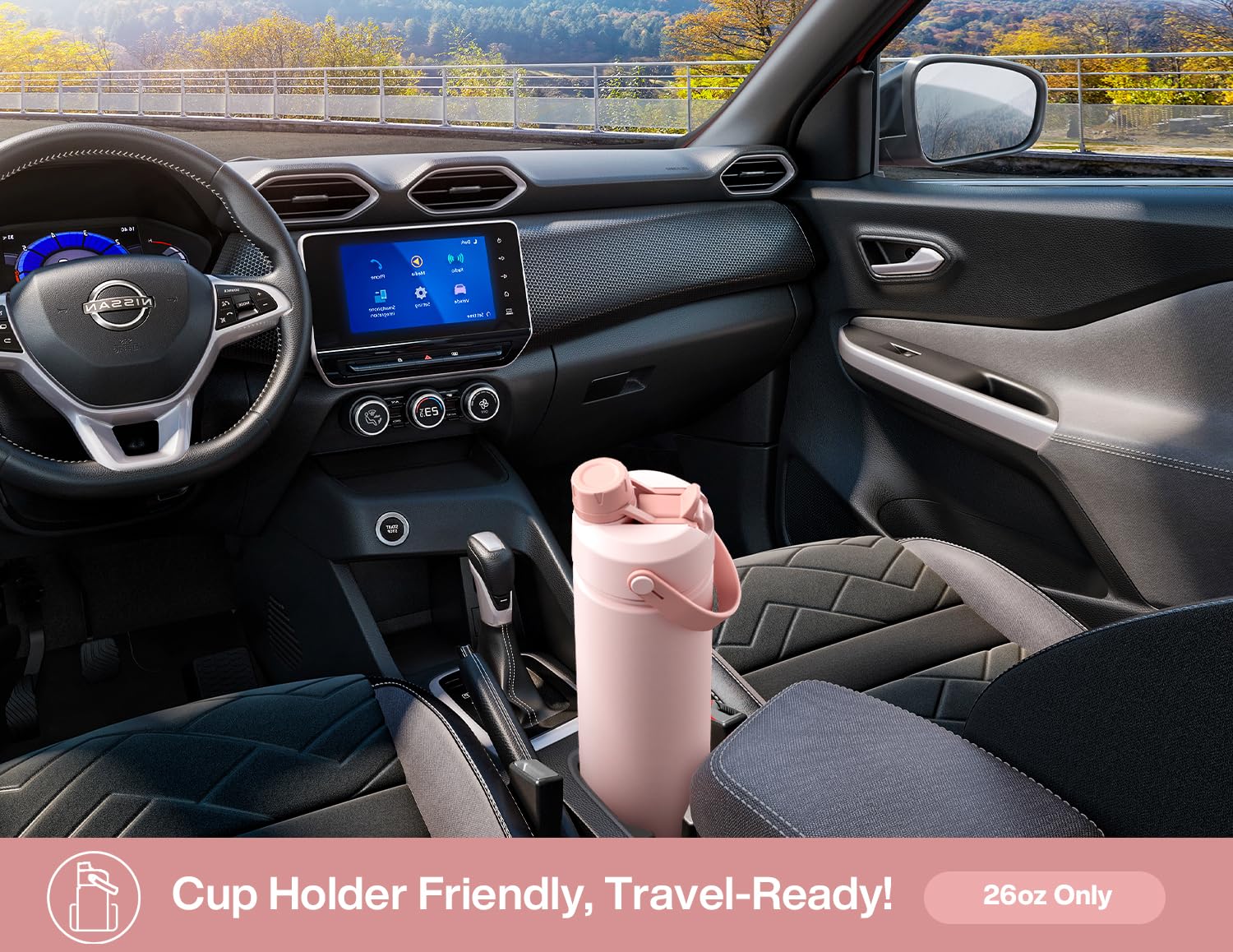 POWCAN 26 oz Insulated Water Bottle with 2-in-1 Straw and Spout Lid, Keep Cold 24H, Leak-Proof, Fits in Car Cup Holder, Stainless Steel Water Bottle for Sports, Travel, Gym, Gift, and School (Ace)