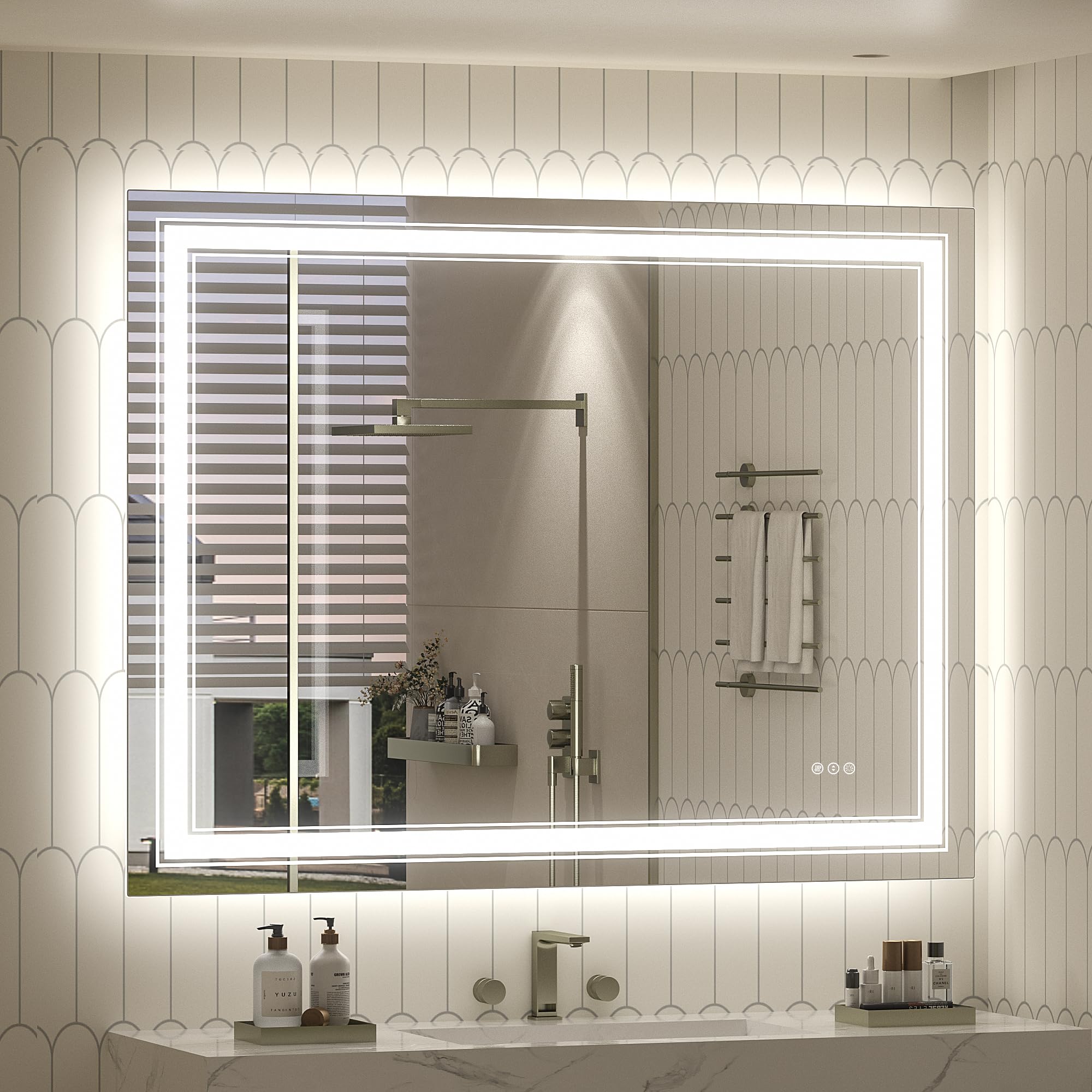 20x28 LED Bathroom Mirror, Vanity Mirror with Lights, Backlit and Front lit Mirror for Wall, Dimmable, Anti-Fog, Shatterpoof, Memory (Horizontal/Vertical)