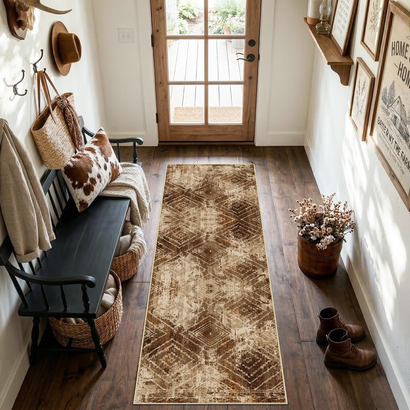 BESTSWEETIE Area Rug 2x3 Rug Machine Washable Non-Slip Low Pile Print Pattern Western Rug for Living Room Bedroom Entryway Tribal Series-Abstract/Cowhide
