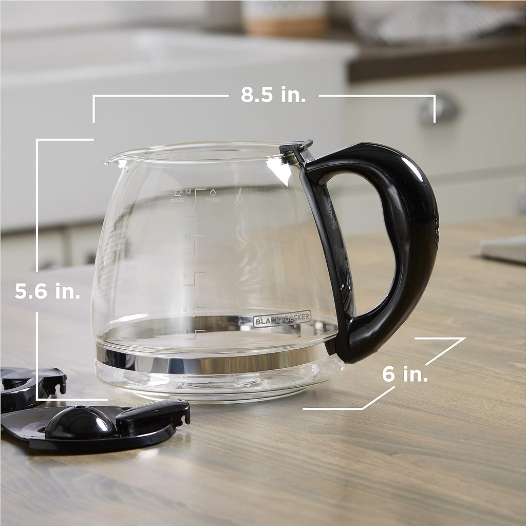 Black+Decker GC3100B TC1200B 12-Cup Replacement Carafe, Black Handle