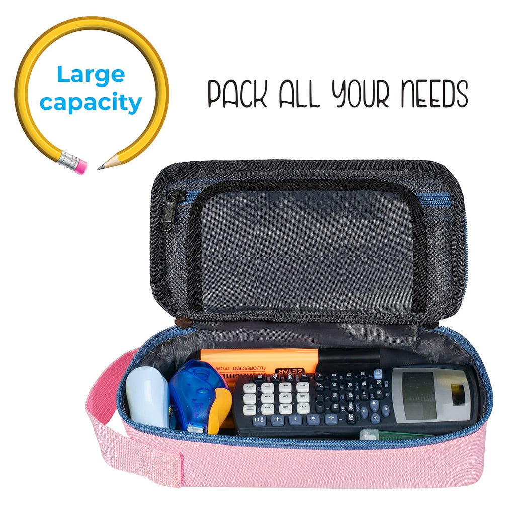 ECHSRT Large Pencil Case, Aesthetic Pen Pouch with Big Capacity, Minimalist Portable Stationery Bag with Handle for Office Organizer Aesthetic Pencil Cases