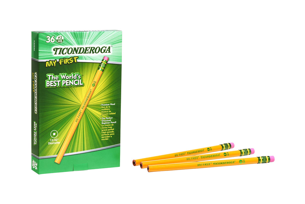 Ticonderoga My First Wood-Cased Pencils, #2 HB Soft, With Eraser, Yellow (X3336) (Pack of 6, 216 Count Total)