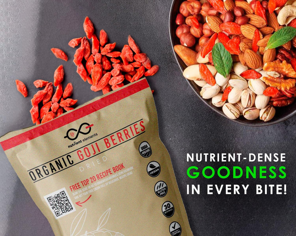 Nutrient Elements Goji Berries – 2 lb/32 oz – USDA Organic, Raw, Sun-Dried, Hand-Picked – Extra Large Dried Berries – Resealable Bag – Naturally Grown, No Additives