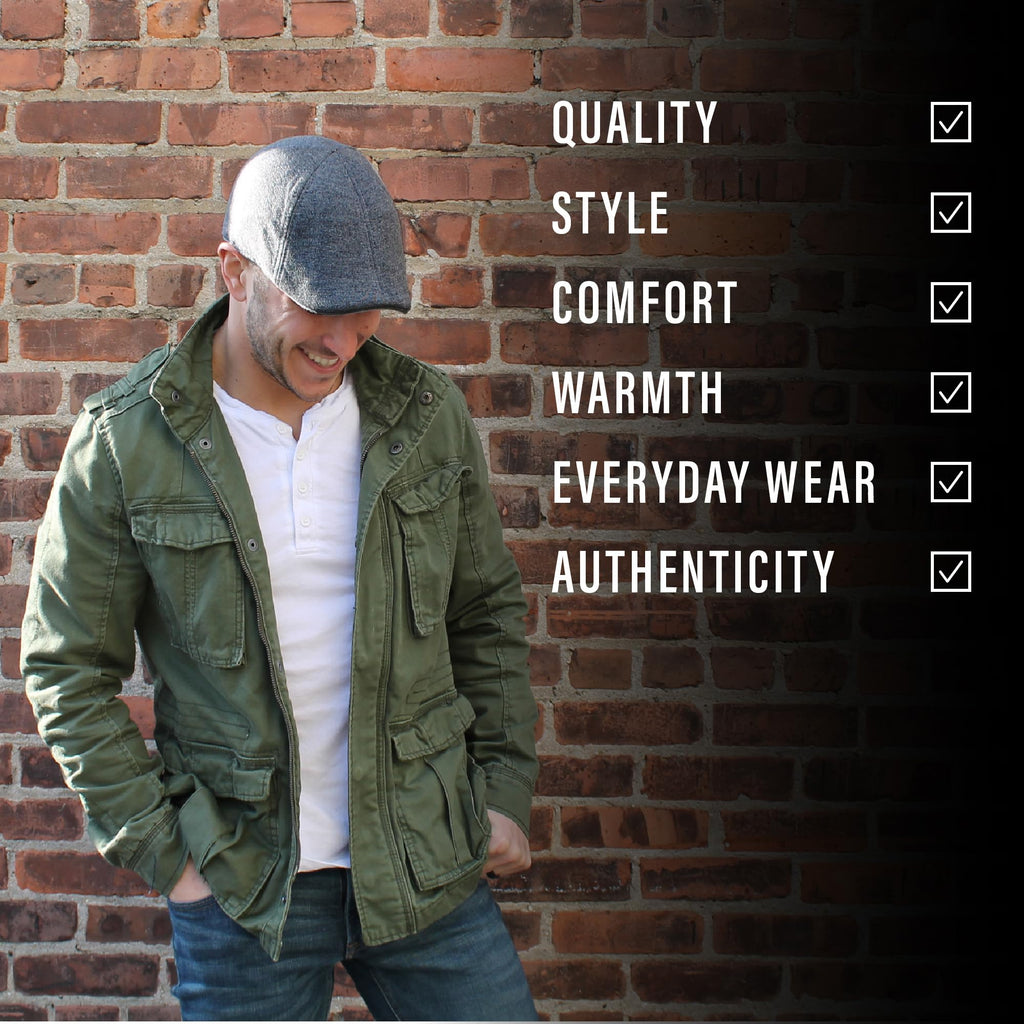 The Original Boston Scally Cap - The Scrapper Newsboy Flat Cap - 6 Panel Cotton Fitted Hat for Men