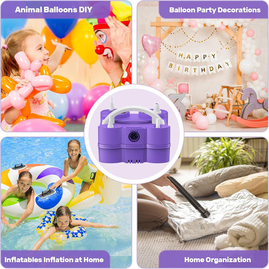 Keaibuding Balloon Pump Electric 3-in-1 Portable Air Pump for Inflatables and Balloons, Fast Inflation for 260q Foil Mylar Latex Double-Stuffed Balloons, Inflator Deflator for Pool Floats Air Bed