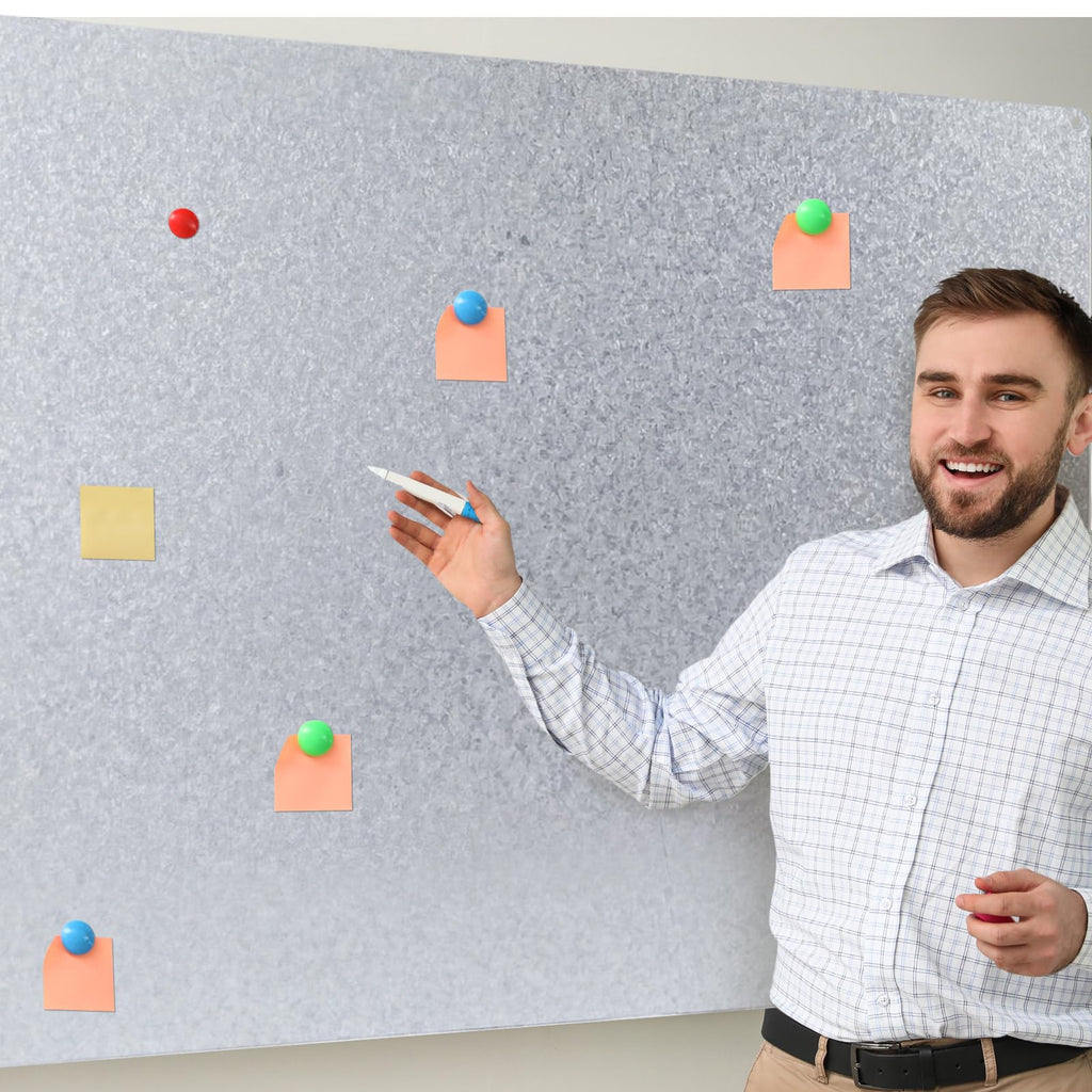 Ireer Magnetic Board Steel Magnet Bulletin Boards for Walls to Display Magnetic Notes Photos for Home Office Classroom, Pre Drilled with Screws and Dry Wet Erase Feature(Black,24 x 48 Inch)