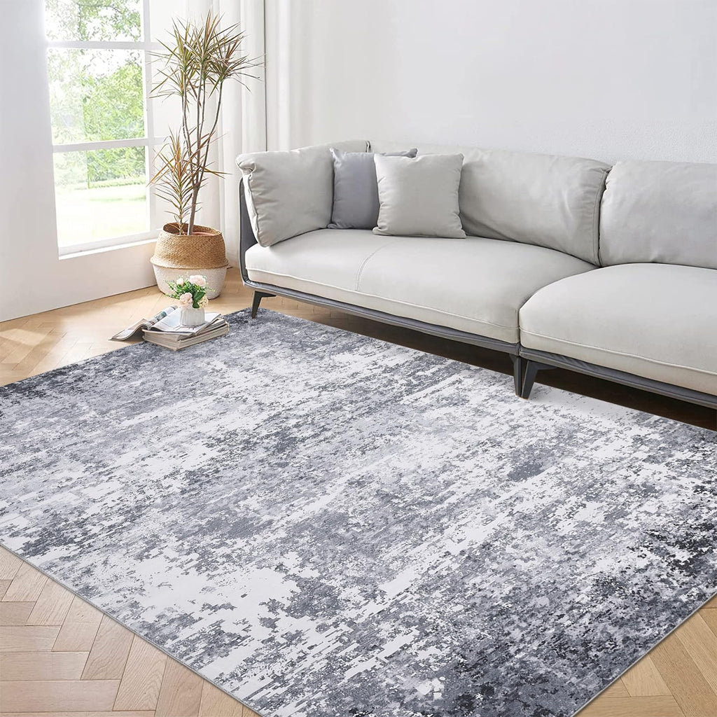 ROYHOME Modern Scalloped Abstract 2x3 Area Rug Non Slip Non Shedding Low Pile Stain Resistant Rug for Entryway Kitchen Bedroom,Black Yellow