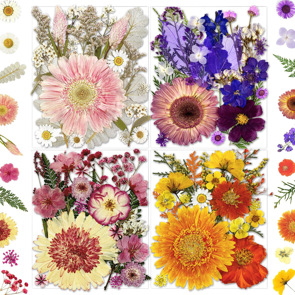 MIKIYA 98Pcs Pressed Dried Flowers for Resin Molds, Real Natural Bulk Big Dry Floral Leave for DIY Art Crafts, Epoxy Jewelry, Candle, Soap Making, Nails Decors