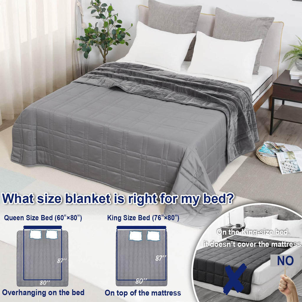 OMYSTYLE Reversible Weighted Blanket 48''x72'' 15lbs for Adults, Warm Short Plush and Cool Tencel Fabric Double-Sided Weighted Blanket for All Season Use - Carry Bag Included