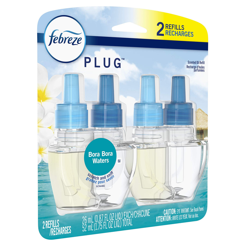 Febreze Plug in Air Freshener, Odor-Fighting Scented Oil Starter Kit, Air Fresheners for Home and Bathroom and Kitchen, Long Lasting for Strong Odors, Ocean Scent, Warmer + 2 Refill