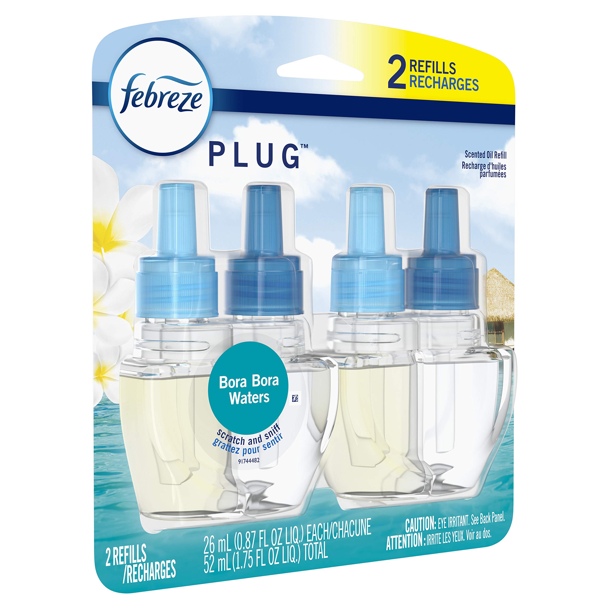Febreze Plug in Air Freshener, Odor-Fighting Scented Oil Starter Kit, Air Fresheners for Home and Bathroom and Kitchen, Long Lasting for Strong Odors, Ocean Scent, Warmer + 2 Refill