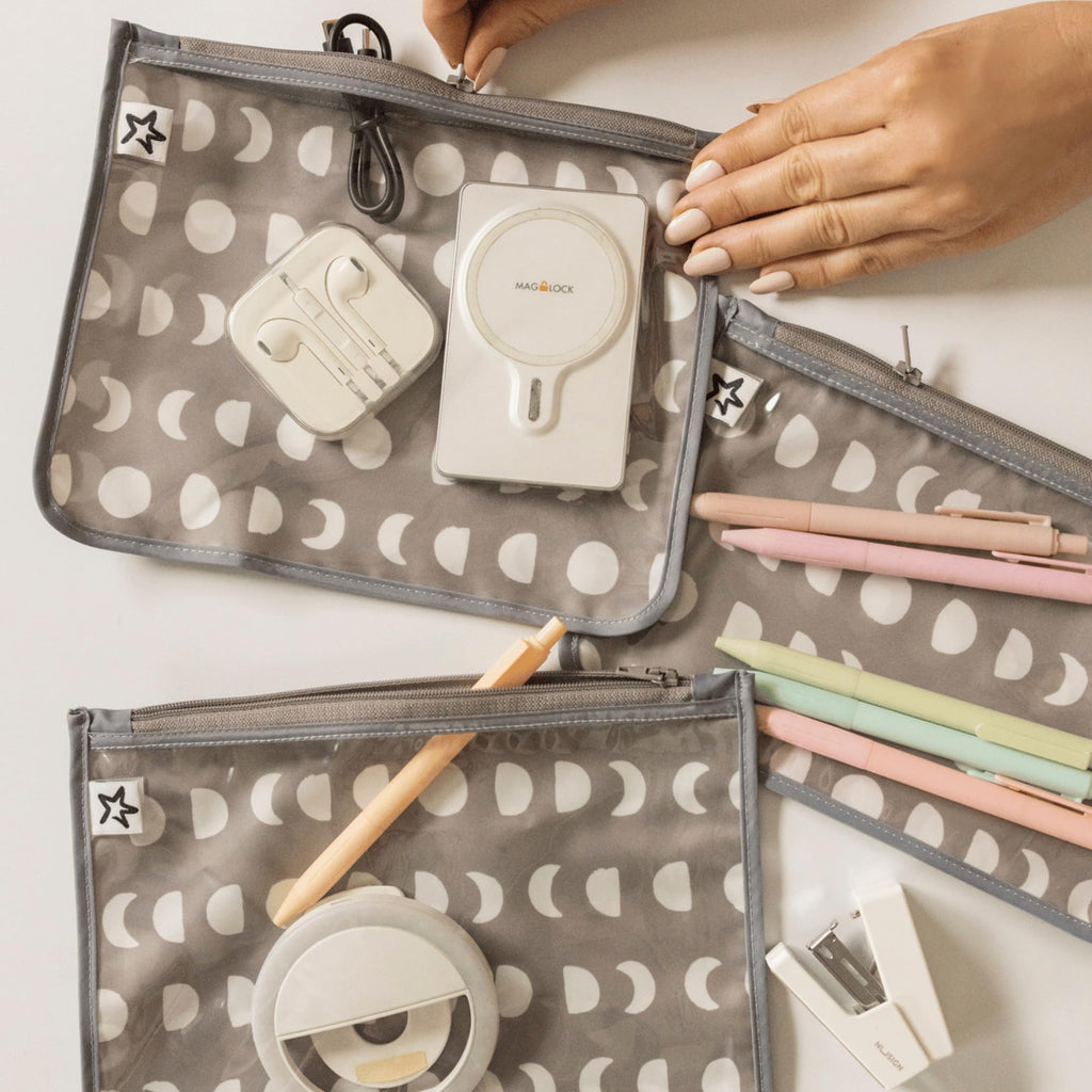 Tiny Twinkle Diaper Bag Organizing Pouches|3 Pack Mess-Proof Clear Front Travel Organizer Bags&TSA Approved Toiletry Bag Set for Baby and Mom Essentials