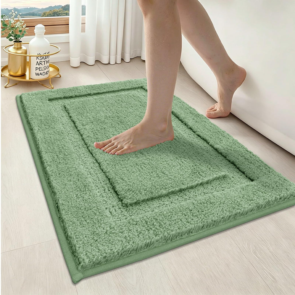 SHACOS Black Bathroom Rugs Sets 3 Piece, 16"x24" + 20"x32" Non Slip Bath Mat and 20"x24" Toilet Rugs U Shaped Washable, Soft Fluffy Water Absorbent Bath Rugs for Bathroom