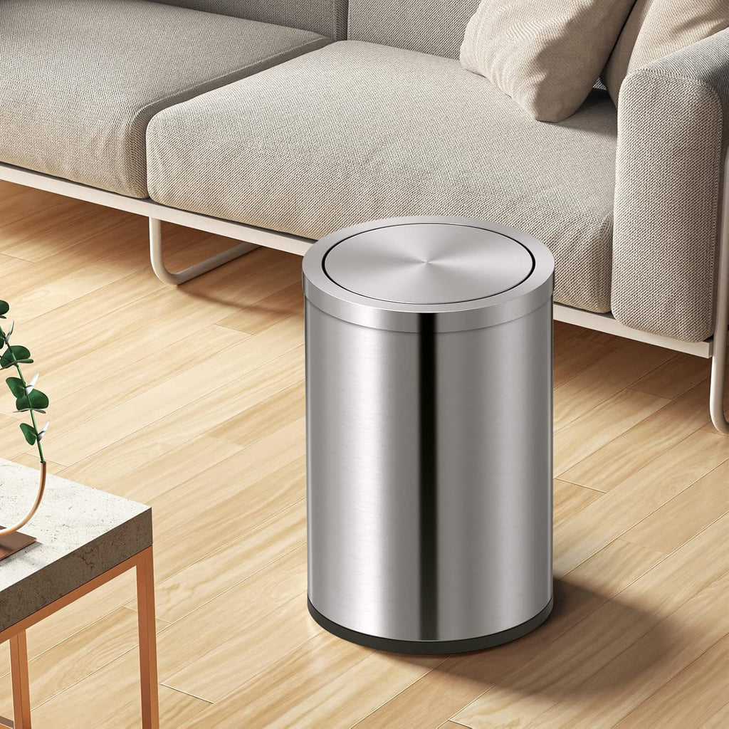 Mini Trash Can with Lid, Desktop Small Trash Can Recycling Bin Cute Metal Garbage Can for Tabletop Countertop Use,Stainless Steel 0.4Gal/1.5L Waste Bin for Office Parlor Car Bedroom,Swing Lid Open