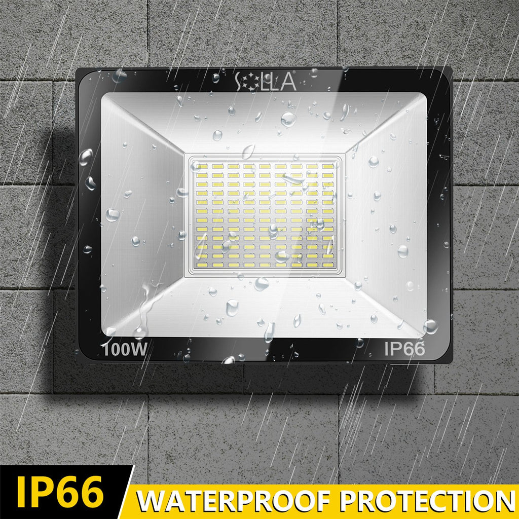 2 Pack 100W LED Flood Light Outdoor, 8000LM Super Bright Security Lights, 550W Equivalent, IP66 Waterproof, 3000K Warm White, Outside Floodlight for Garage, Garden, Lawn and Yard