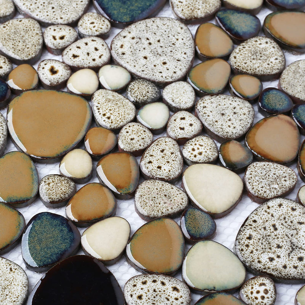 Parrotile Blue Shower Floor Pebbles Tile Bathroom Mosaic Backsplash Wall Tiles (5 Sheets)