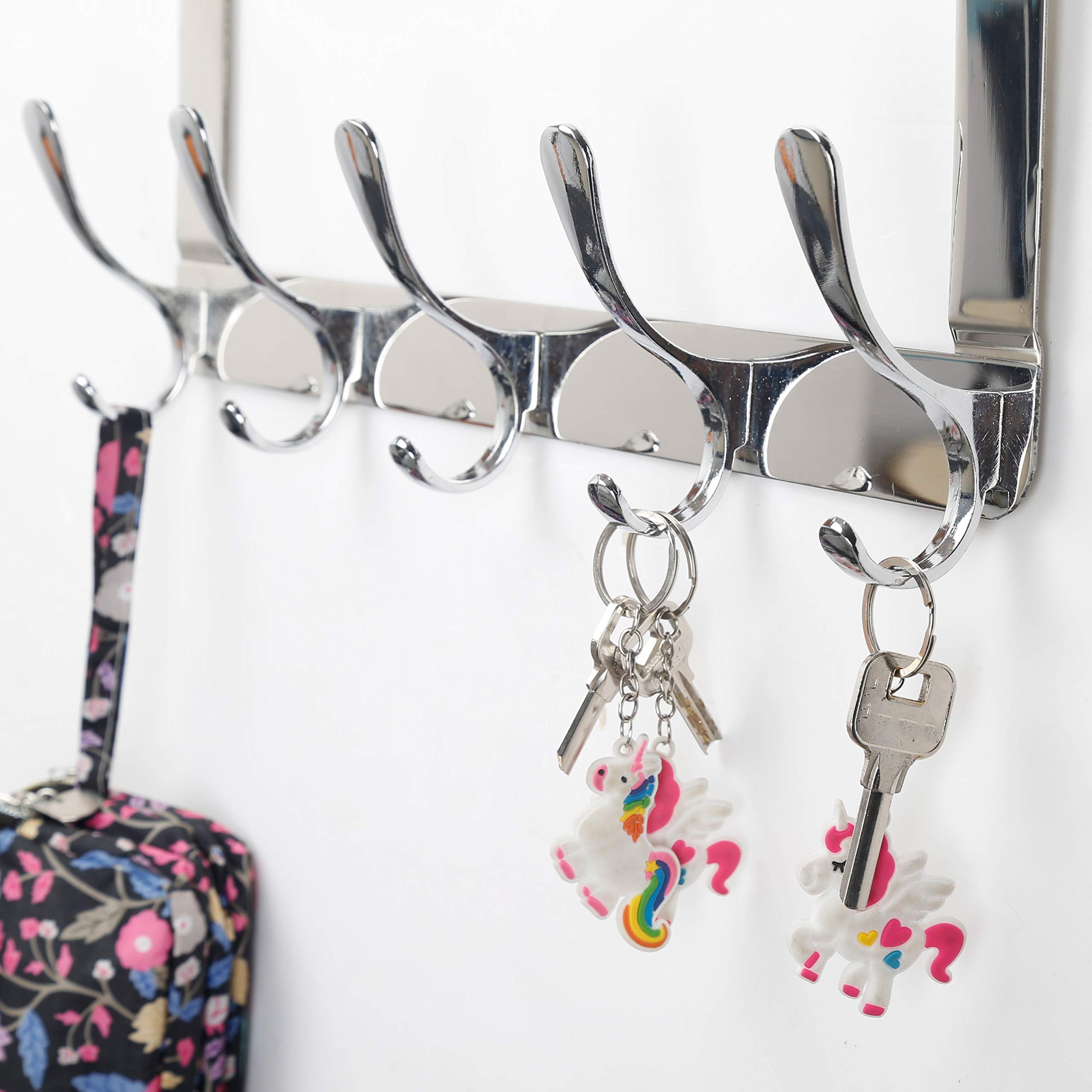 SKOLOO Over The Door Hook, Door Hanger Hooks for Hanging Clothes, Towels, Coats, Hats, Over The Door Towel Hook - Black, Assembly Required