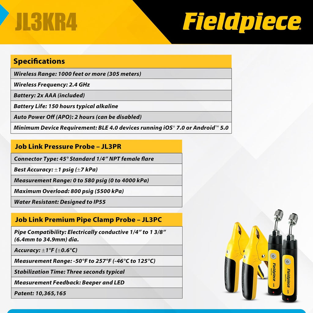 Fieldpiece JL3KR4 HVACR Charge Kit