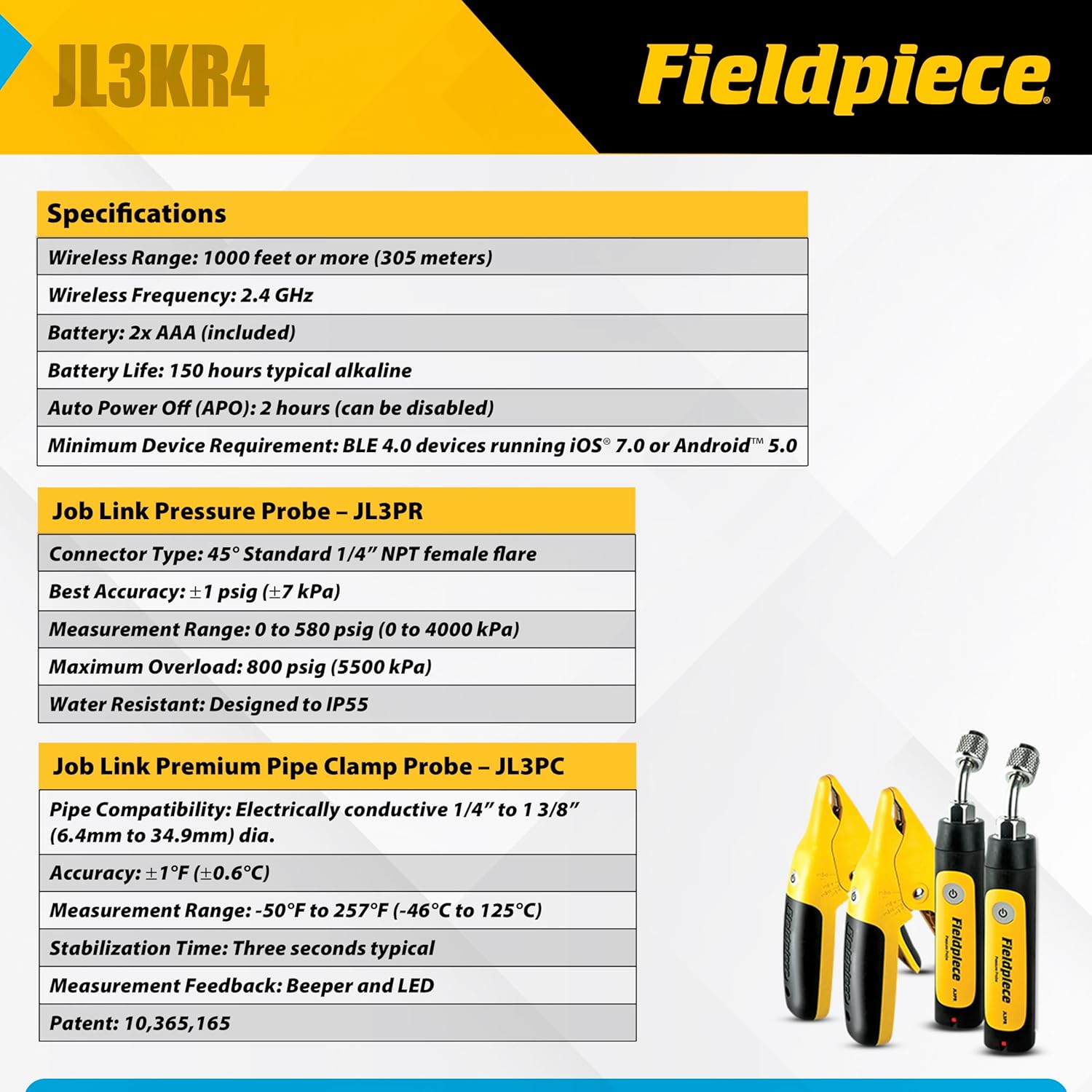 Fieldpiece JL3KR4 HVACR Charge Kit