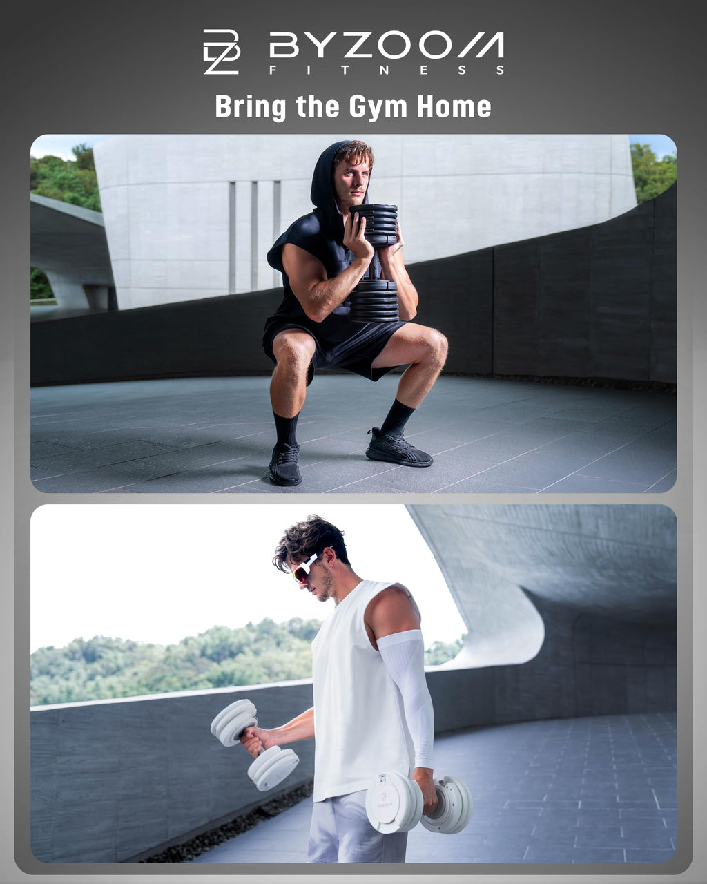 BYZOOM FITNESS Pure Series Adjustable Dumbbell - 12.5/25/27.5/50/55/75lb - ONE UNIT OR PAIR(check QTY before purchase) - 5-in-1/ 10-in-1 / 15-in-1 / 21-in-1 Flexible Hand Weights for Home Apartment Garage Gym, Strength Training & Fitness Workouts, White O