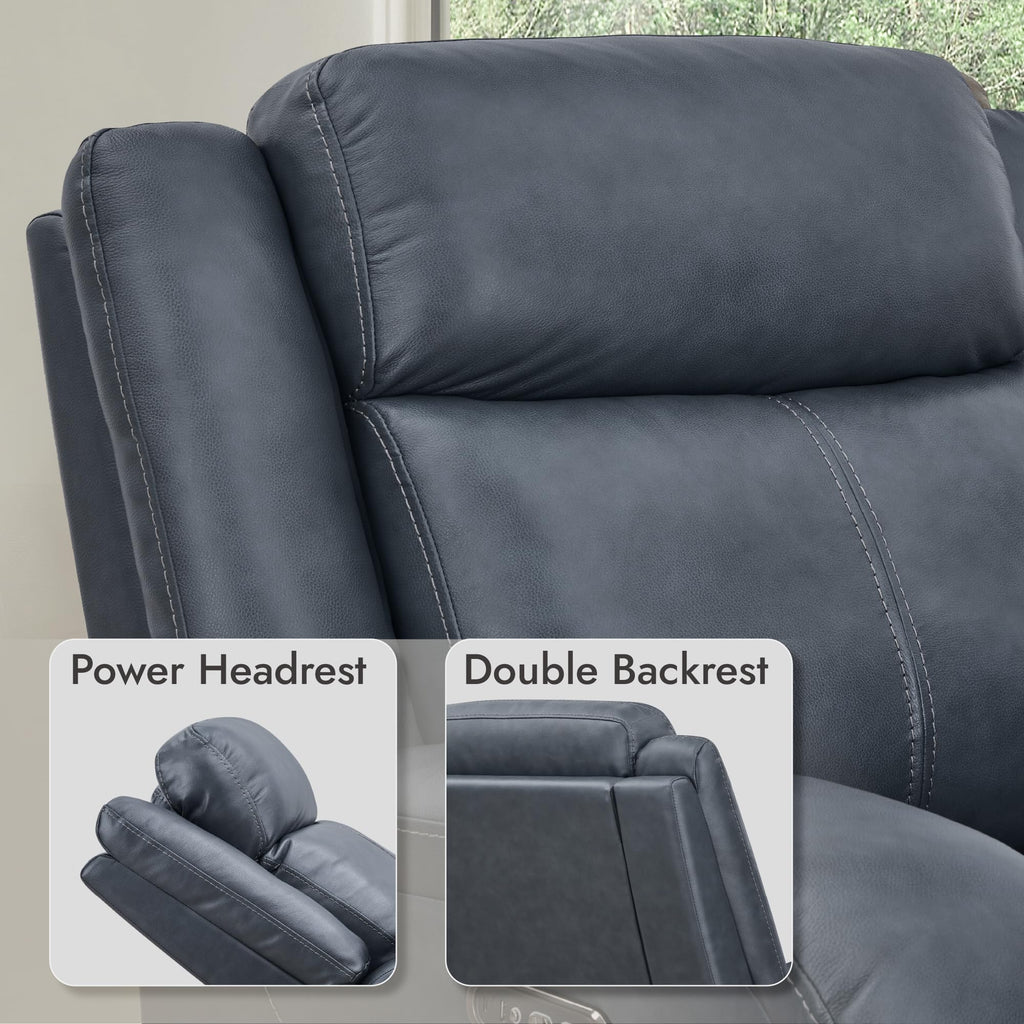 Watson & Whitely Genuine Leather Power Recliner Chairs for Adults, Wall Hugger RV Recliner with Power Headrest & Charging Ports, Electric Recliner Sofa Chair for Living Room, Black