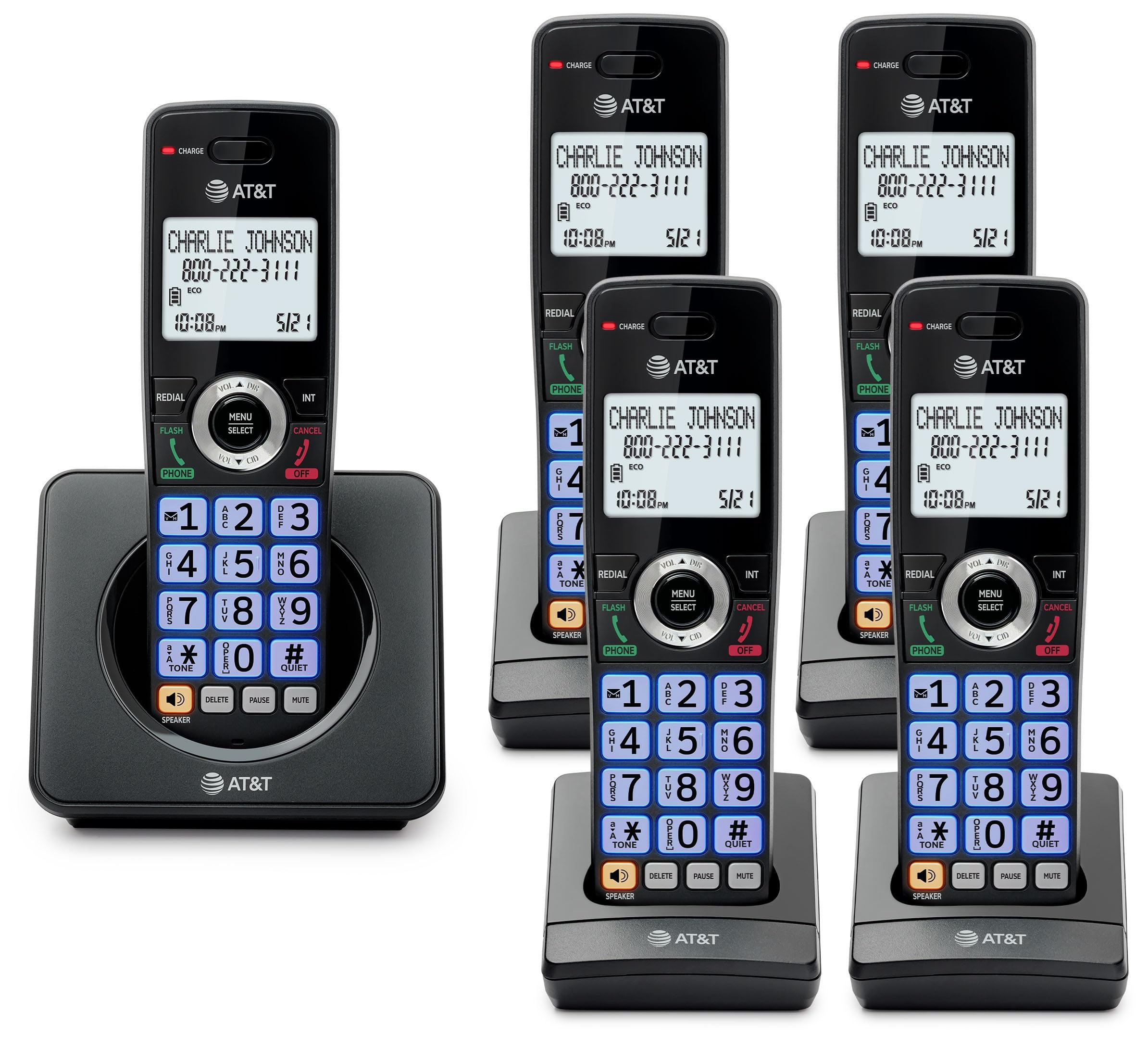AT&T Landline Home Phone with Call Blocker, Caller ID/Call Waiting, Full-Duplex Handset Speakerphone, Backlit Keypad & Display, Rechargeable Battery, ECO Mode, DECT 6.0: GL2101-11