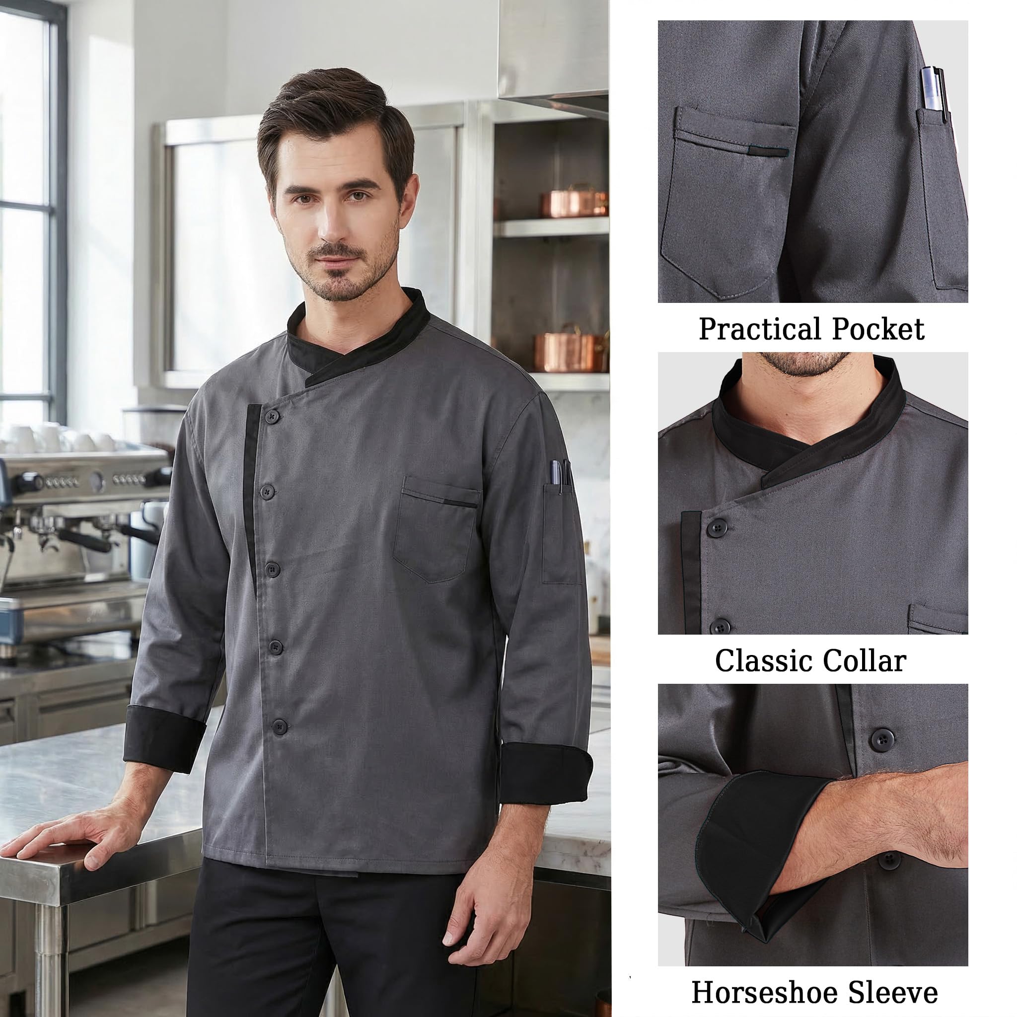 Nanxson Unisex Chef Jacket Men's Chef Coat Restaurant Kitchen Chef Uniform CFM0016