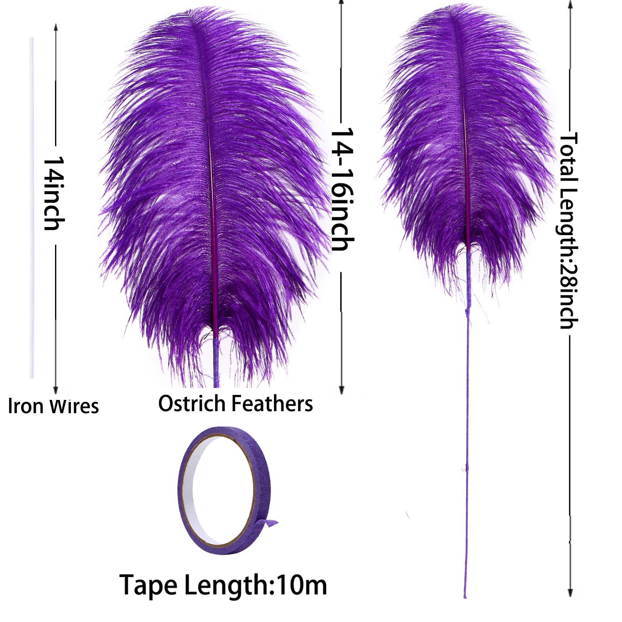 Ballinger Black Ostrich Feathers Bulk - Making Kit 12Pcs 16-18inch Large Ostrich Feathers for Floral Arrangement, Vase, Wedding Party Centerpieces and Halloween Home Decor