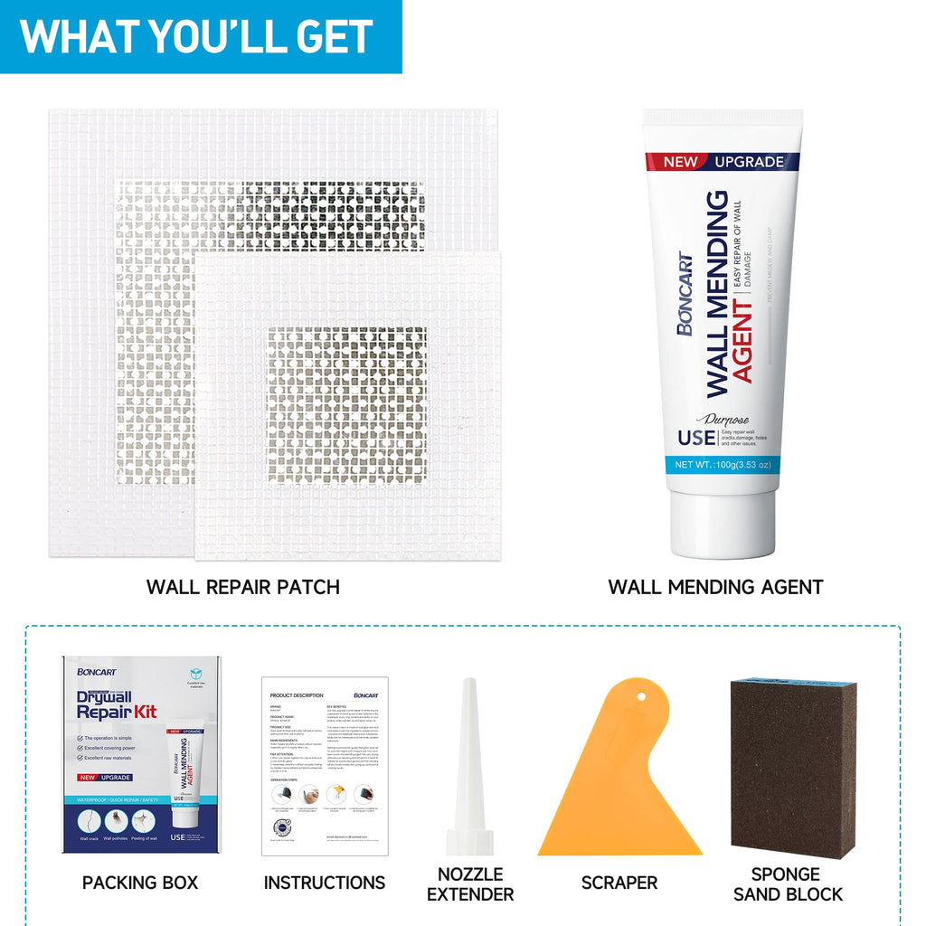 BONCART Spackle Wall Repair Kit,Drywall Repair kit,Wall Mending Agent Putty with Scraper,Plaster Wall Repair Paste for Wall Crack/Nail Hole/Graffiti,Wall Surface
