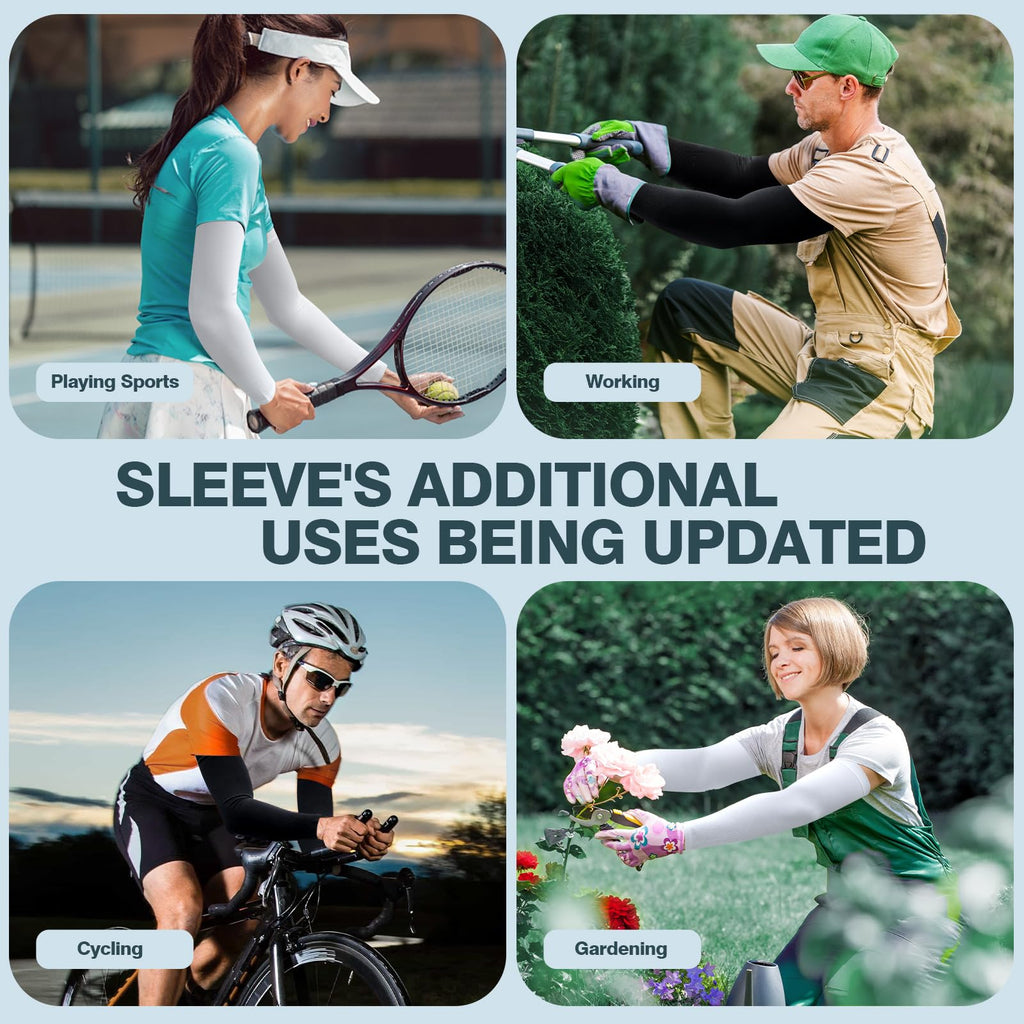 2 Pairs UV Protection Cooling Arm Sleeves Compression Sun Sleeves for Men Women Youth, Tattoo Cover Up, UPF 50