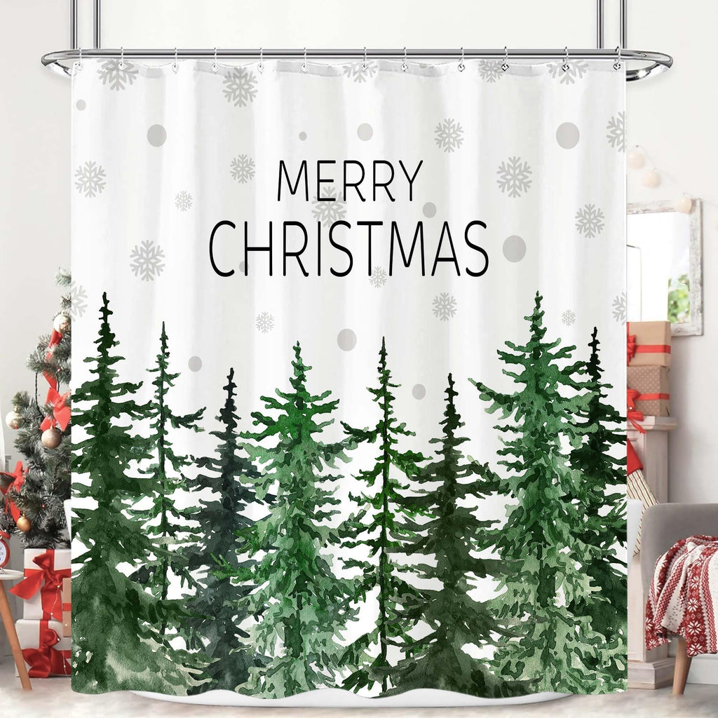 Stall Small Black and White Misty Forest Shower Curtain Ombre Gray Grey Mountain Pine Tree Waterproof Fabric Shower Curtains for Bathroom Nature Woodland Decorative Bath Curtain Decor 36×72 Inches