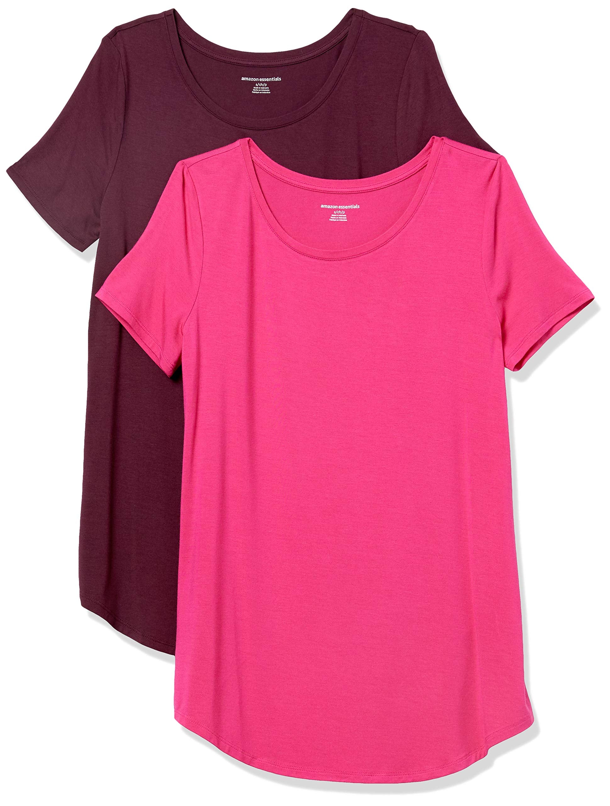 Amazon Essentials Women's Short-Sleeve Scoopneck Tunic Tops, Pack of 2