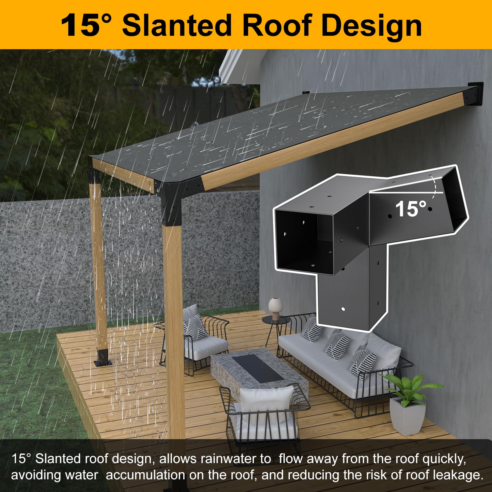 Woodwork Pergola Kit 2 Pcs- Post and Beam T Brackets - Modular Sizing Pergola Brackets Hardware fit for 4 x 4 Lumber, Heavy Duty