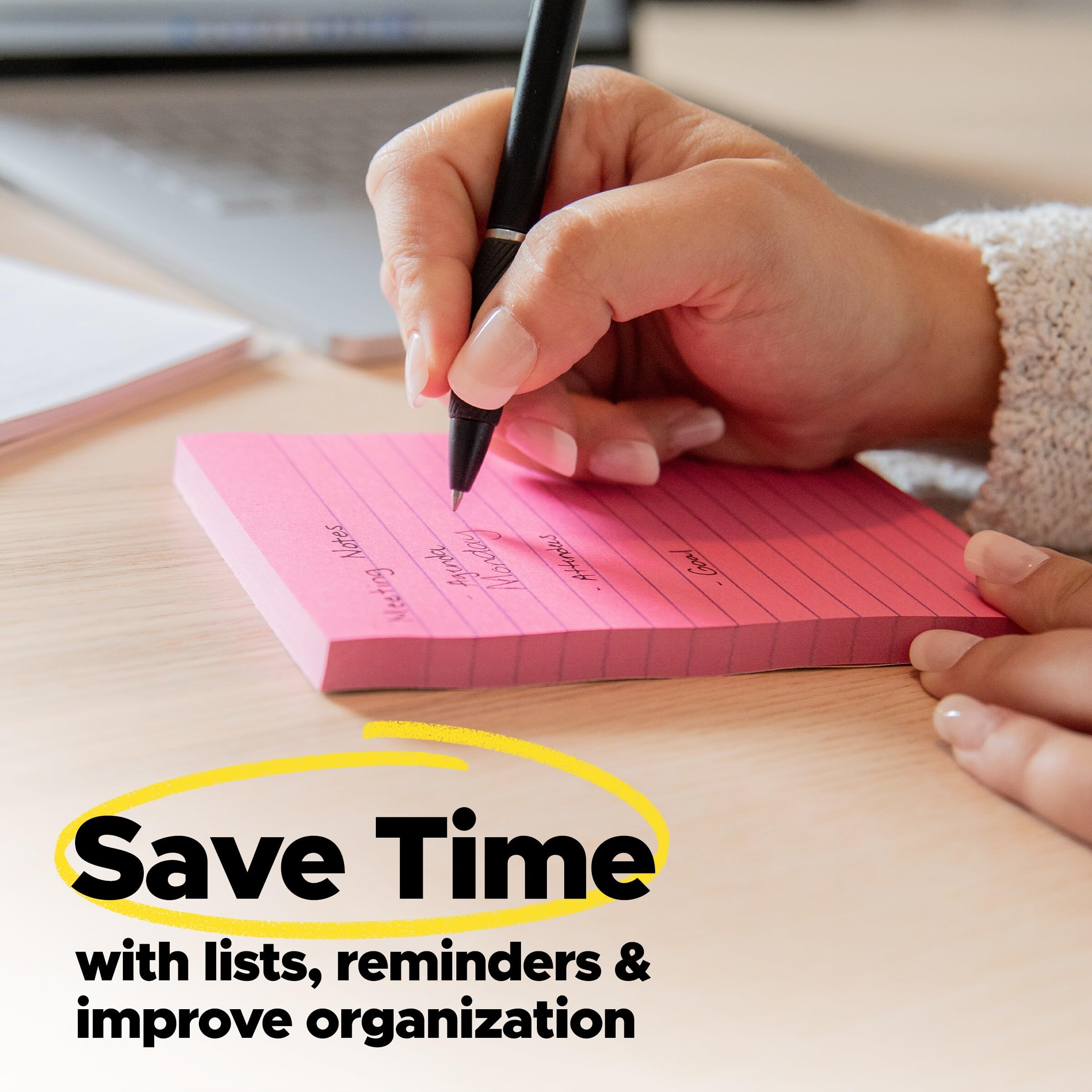 Post-it Super Sticky Lined Notes, 5 Sticky Note Pads, 4x6 in, 2X the Sticking Power, Back to School Supplies for Students, Sticky Notes for Textbooks, Notebooks, and Vertical Surfaces, Bright Colors