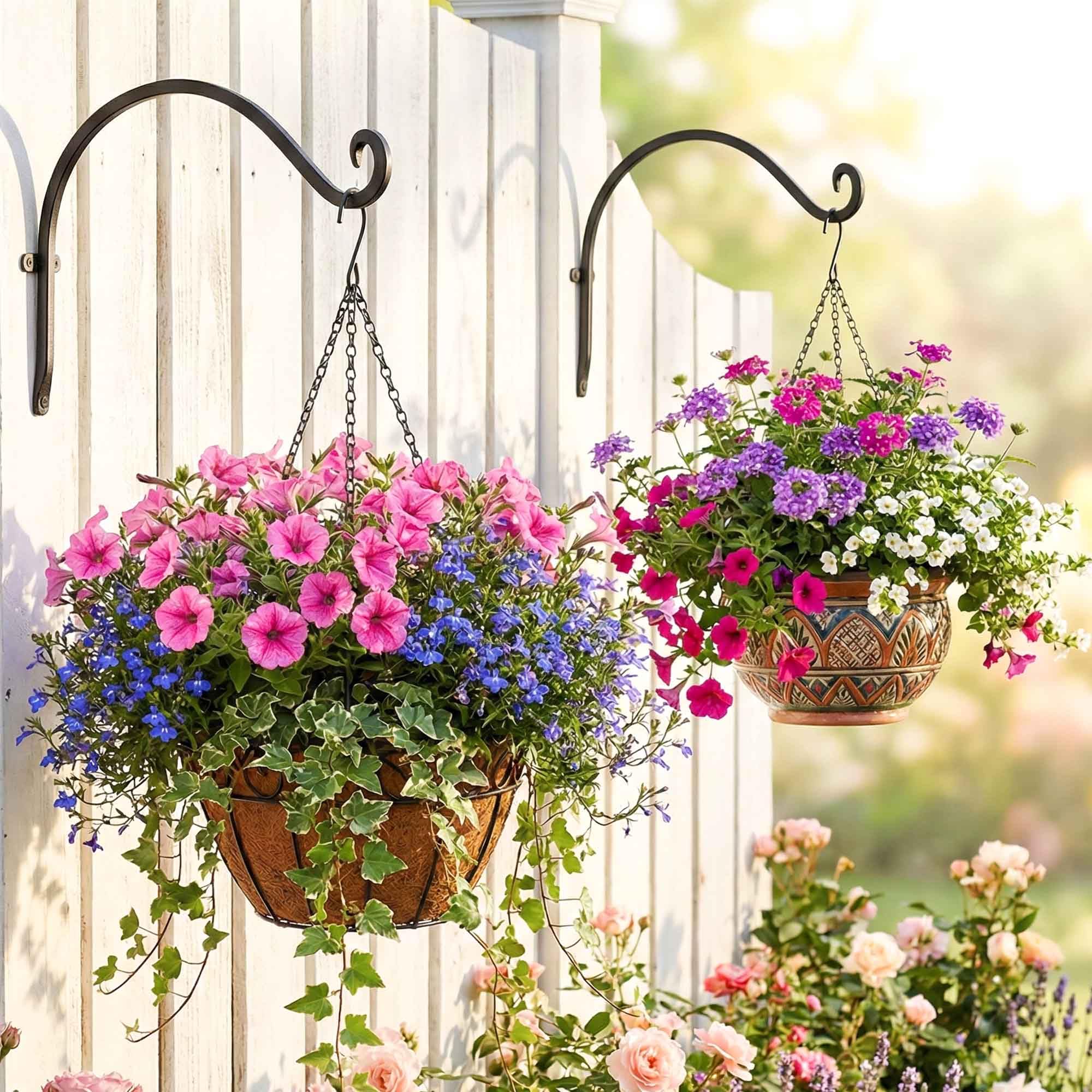 Qiang Ni Heavy-Duty Plant Hanger - 16 Inch 80lbs Metal Wall Mount Plant Bracket for Indoor Outdoor Hanging Bird Feeders, Flower Baskets, Lanterns