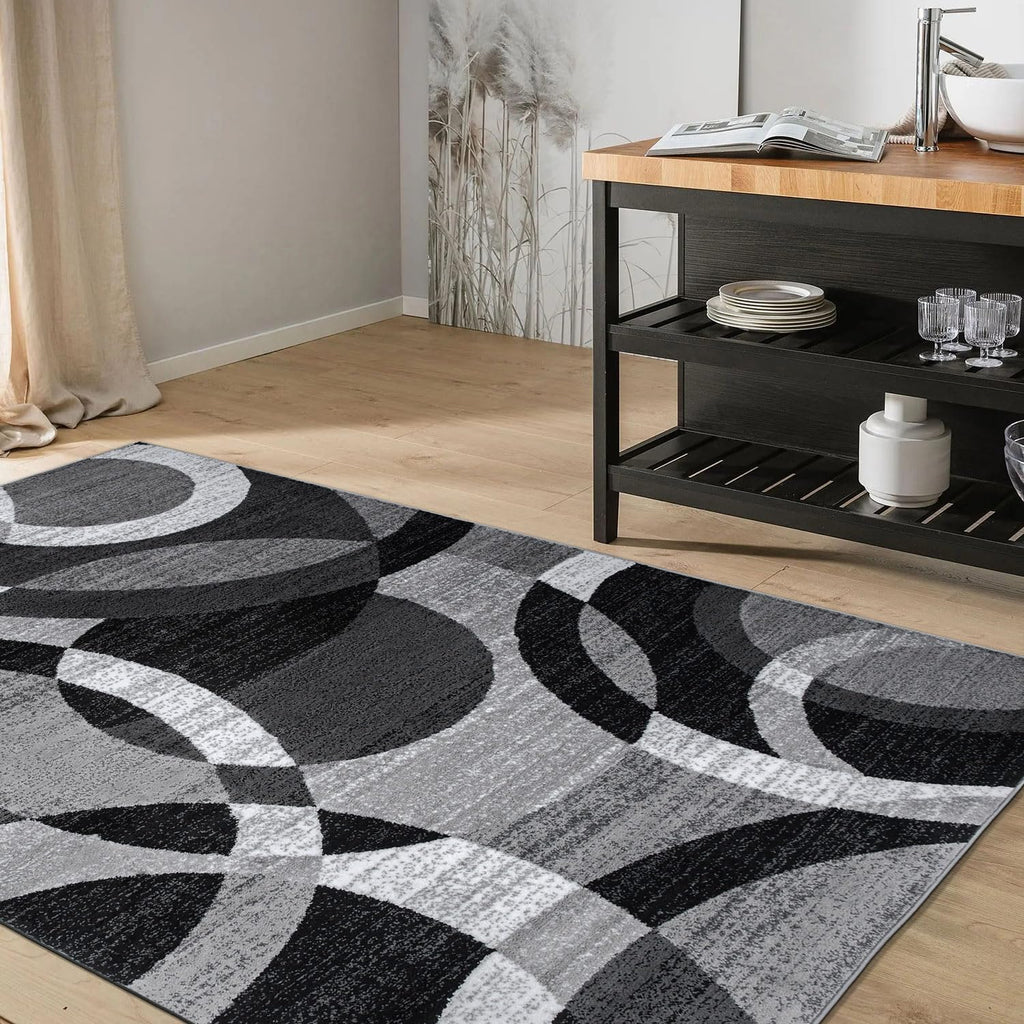 Rugshop Contemporary Modern Circles Abstract Area Rug 2' x 3' Blue