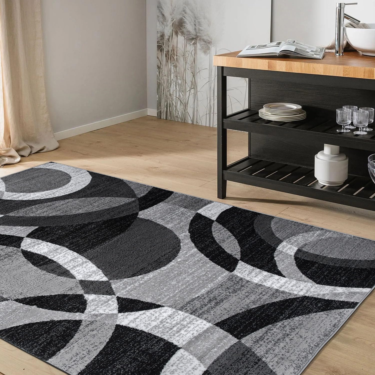 Rugshop Contemporary Modern Circles Abstract Area Rug 2' x 3' Blue