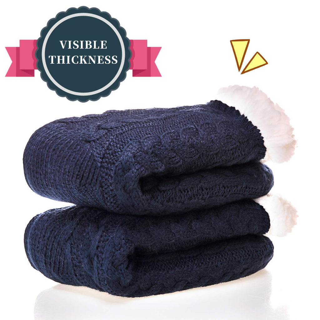 SDBING Women's Winter Super Soft Warm Cozy Fleece Lined Fuzzy Slipper Socks with Grippers