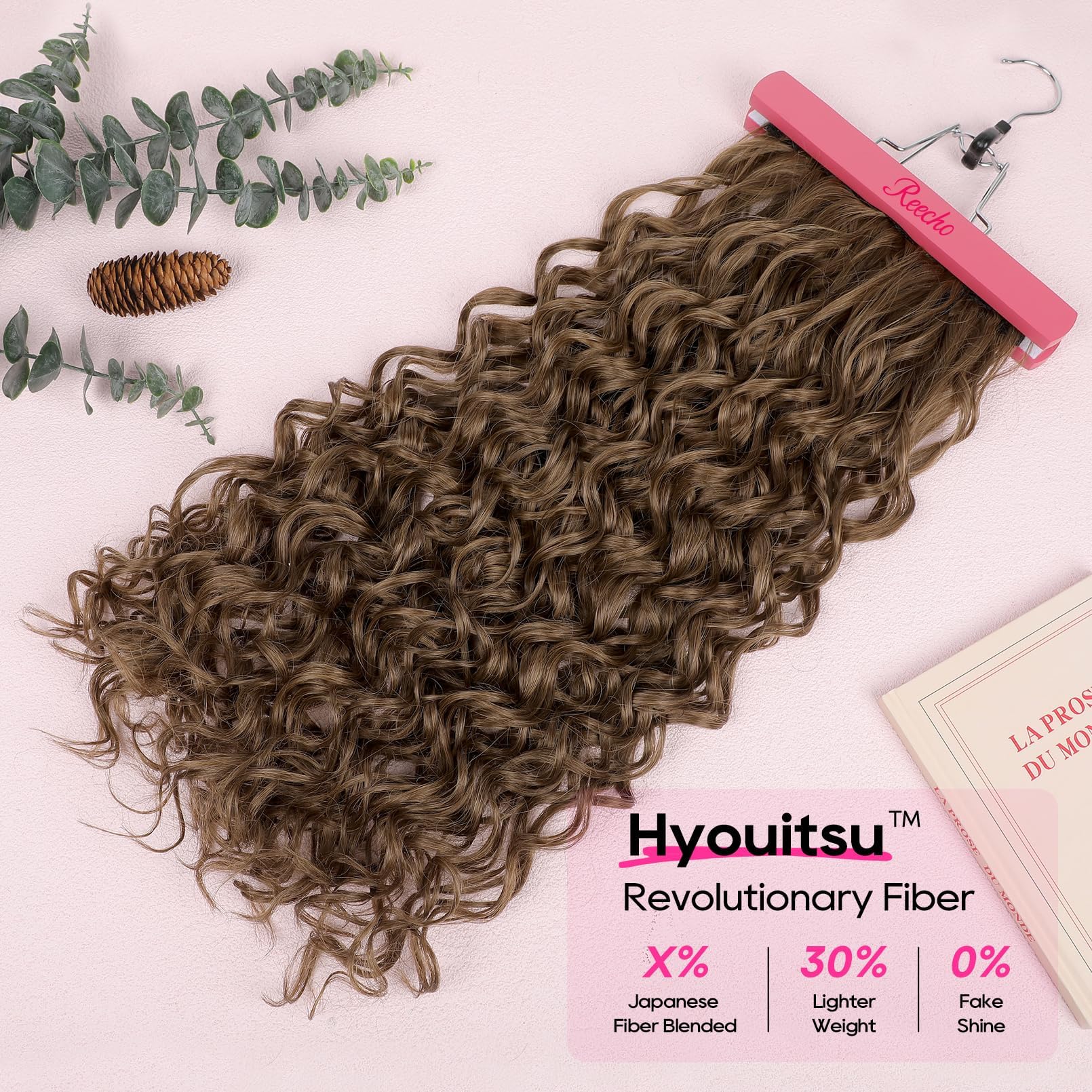 REECHO Curly Hair Extensions, 4PCS 16 inch Clip in Hair Extensions Lace Weft Short Curly Hair Extensions Clip Ins Invisible Natural Hairpieces for Women, Ash Blonde with Highlights